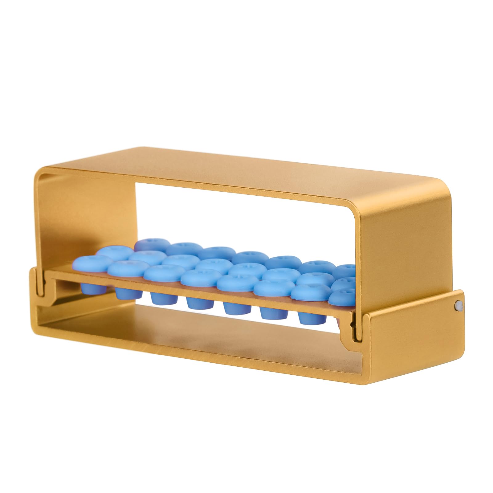 24 Holes Dental Burs Holder Sterilization Box - Aluminum Autoclave Case (3-Piece Set, Yellow) for Dental Clinics & Orthodontic Offices