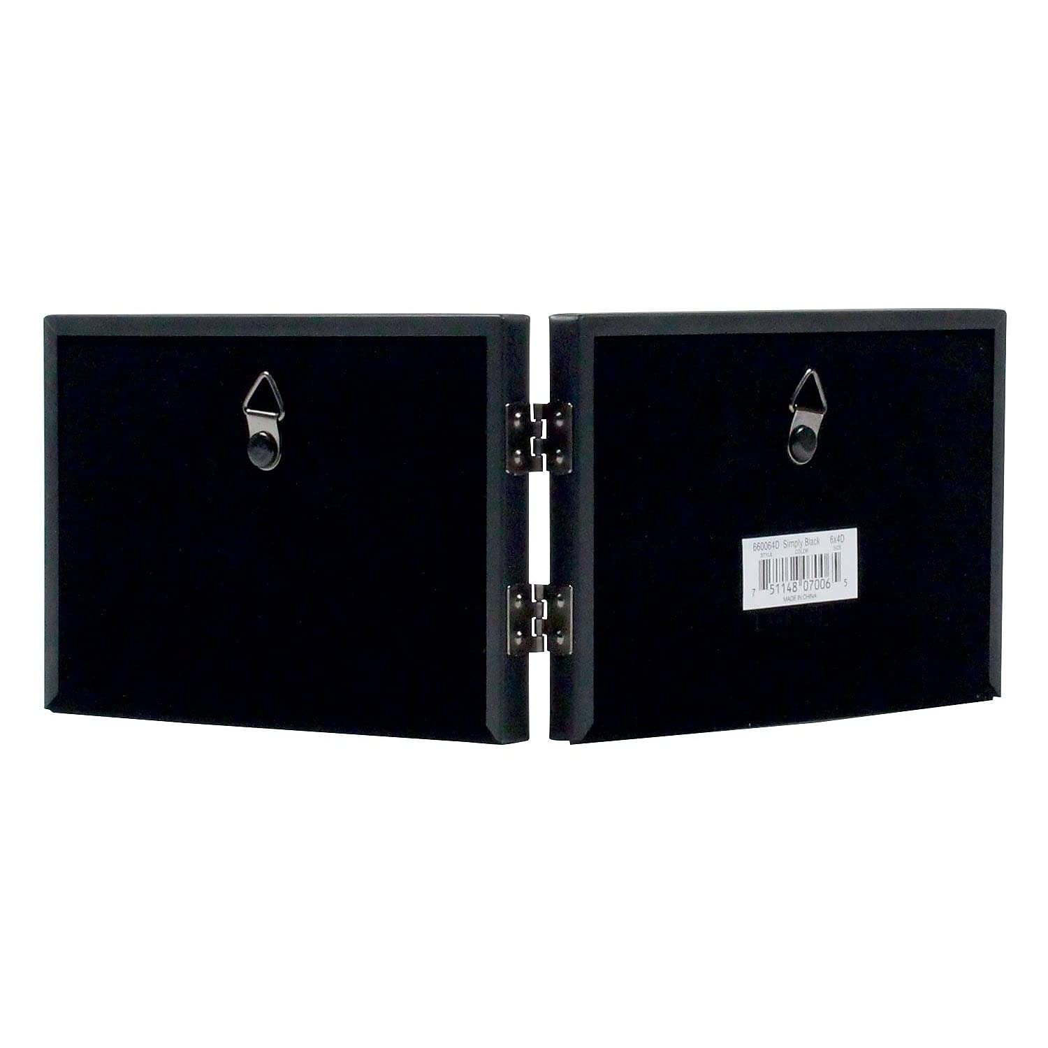 Lawrence Frames Hinged Simply Black Picture Frame - 6x4 Inches, Double Opening, Wall Mount or Tabletop Display for Photos, Artwork, and Memorabilia - Perfect for Home, Office, and Gift Giving