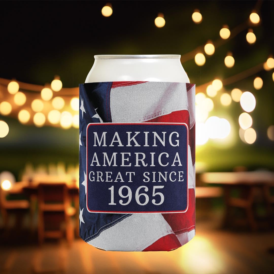 48-Pack Drink Can Coolers for 60th Birthday Party - Vintage 1965 America Theme - Perfect for BBQ, Tailgating & Patriotic Celebrations