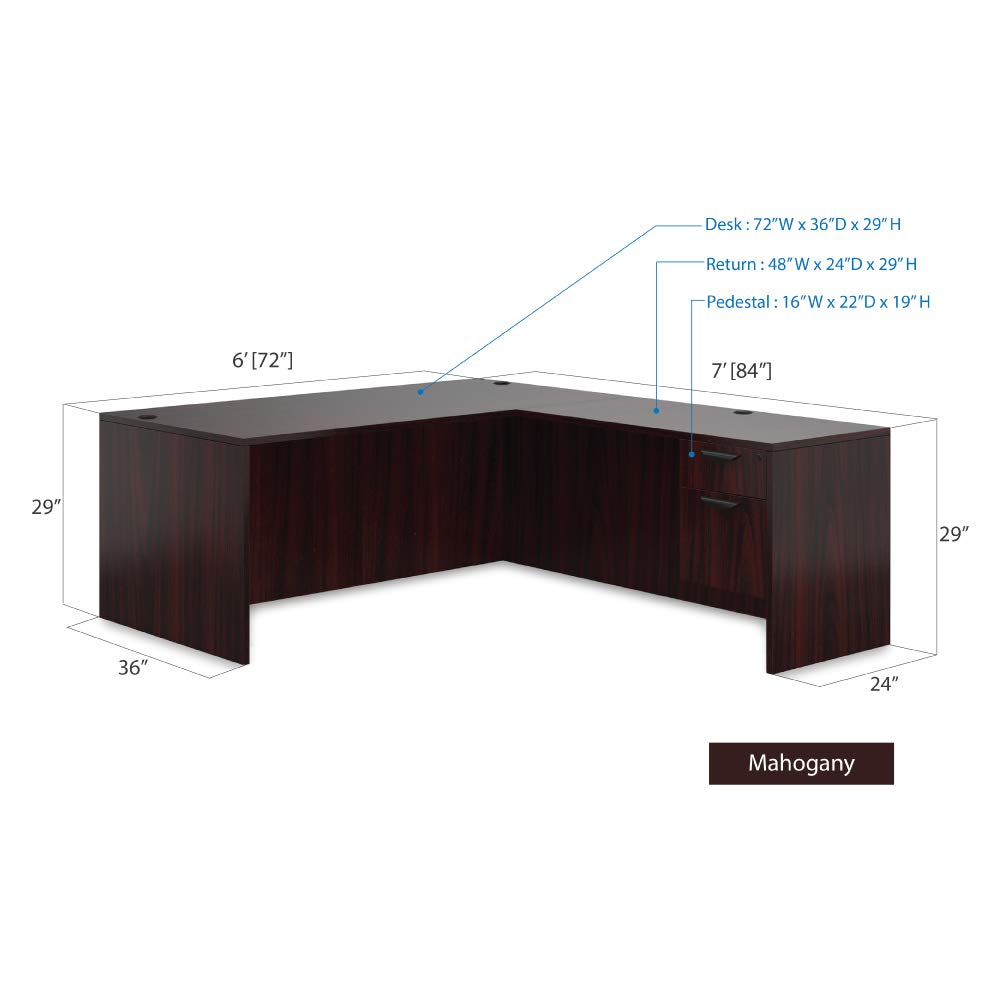 GOF Double 2 Person Workstation Cubicle (12'D x 7'W) - Office Partition & Room Divider with Mahogany Desk | Perfect for Shared Workspaces, Home Offices & Office Privacy Solutions
