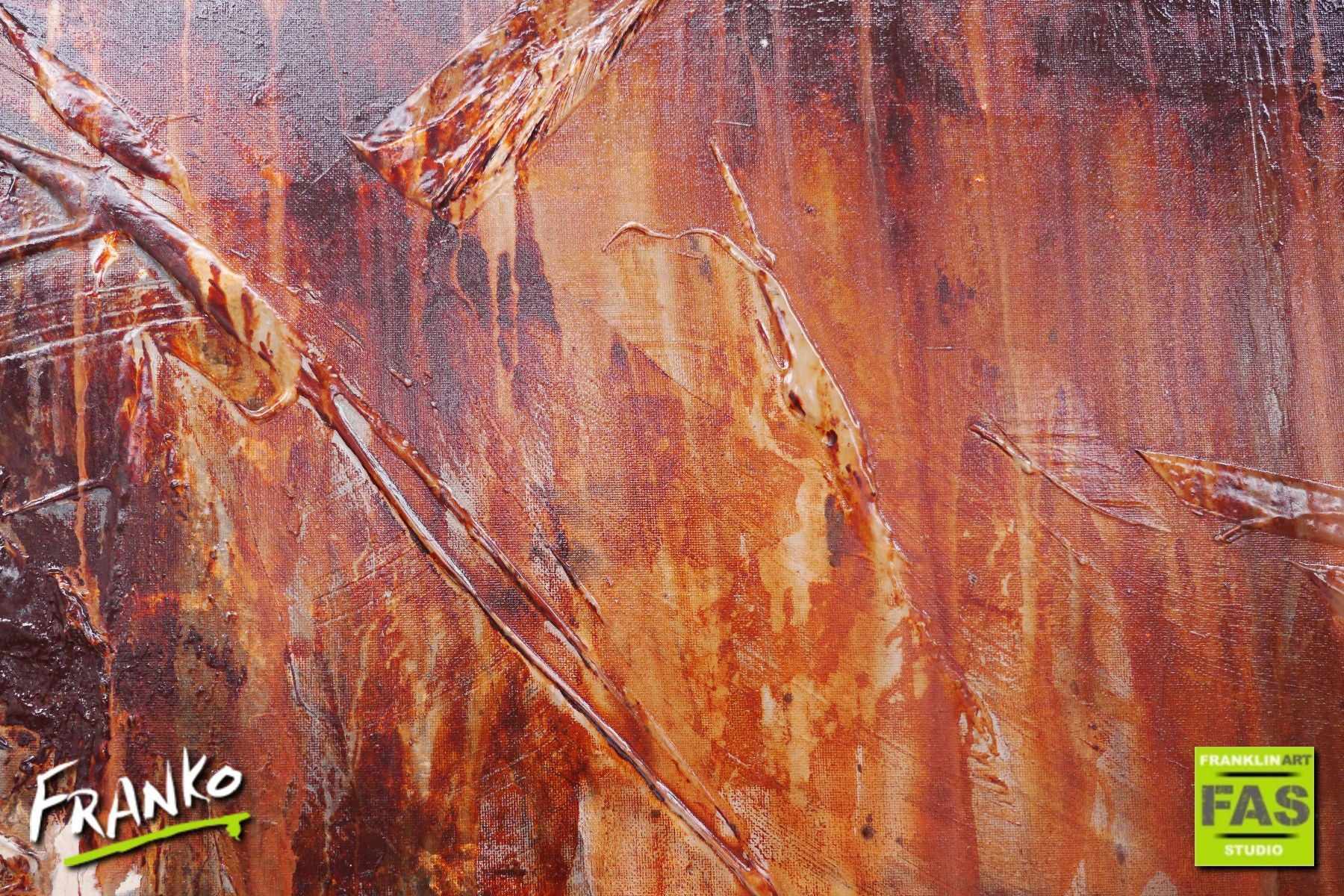 160cm x 100cm Brown Abstract Leather Dunes Painting - Modern Wall Art for Living Room, Bedroom & Office Decor