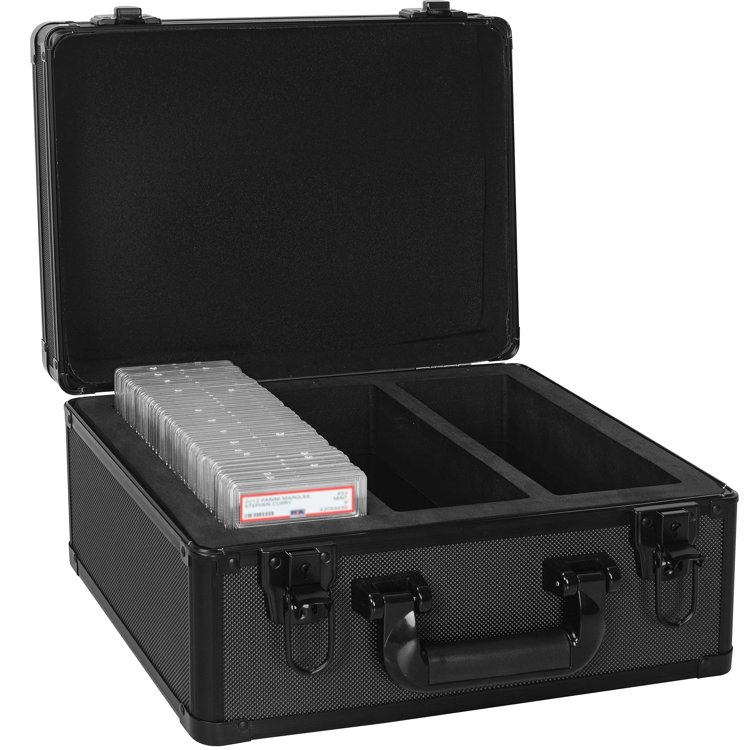Premium Aluminum Alloy Graded Card Storage Case - Holds 100 PSA, CSG, BGS Slabs & Top Loaders - Durable Sports Trading Card Protector for Collectors & Display