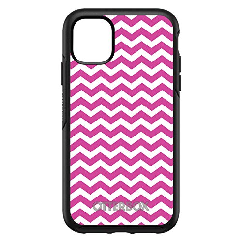 Hot Pink White Chevron Stripes Wave On Black Case
