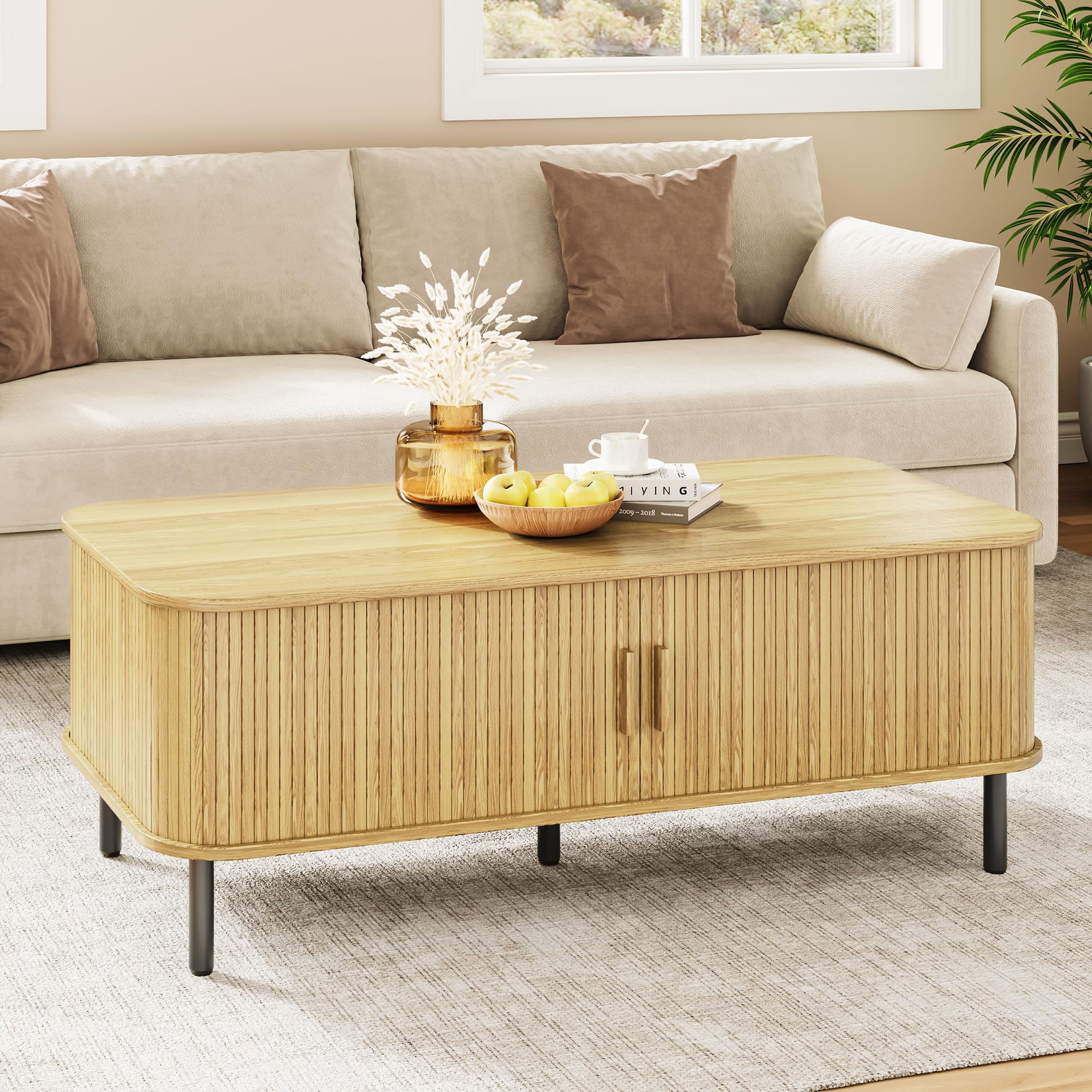Mid Century Modern Coffee Table with Storage - 47.2