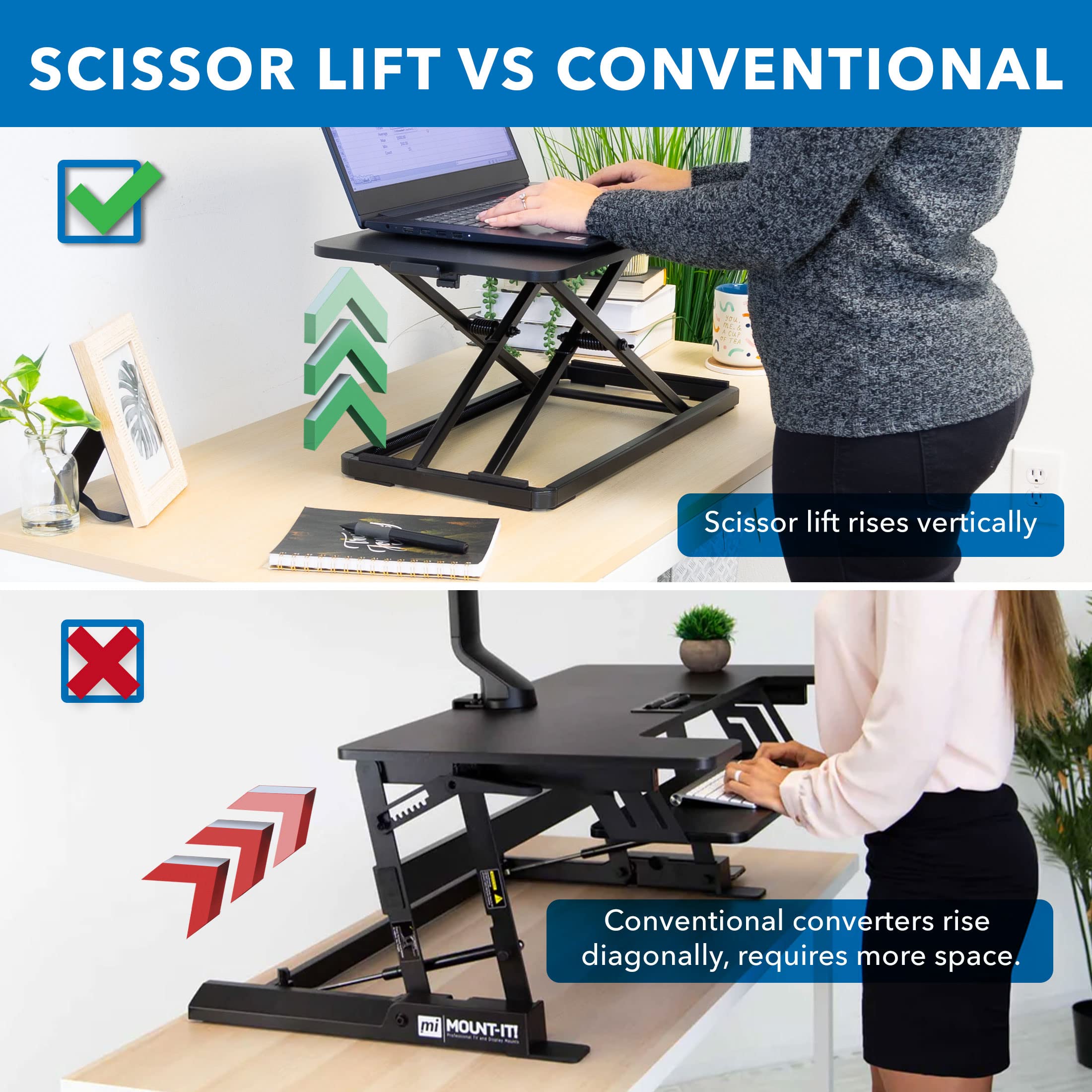 Mount-It! Adjustable Height Standing Keyboard Tray - Ergonomic Sit Stand Workstation for Desktop, Laptop, Mouse & Keyboard (23.6