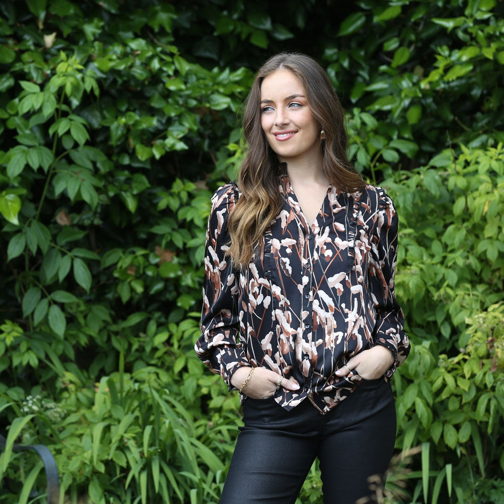 BRINA Blouse for Women - Elegant Black Top for Casual & Office Wear - Perfect for Work, Dates & Special Occasions