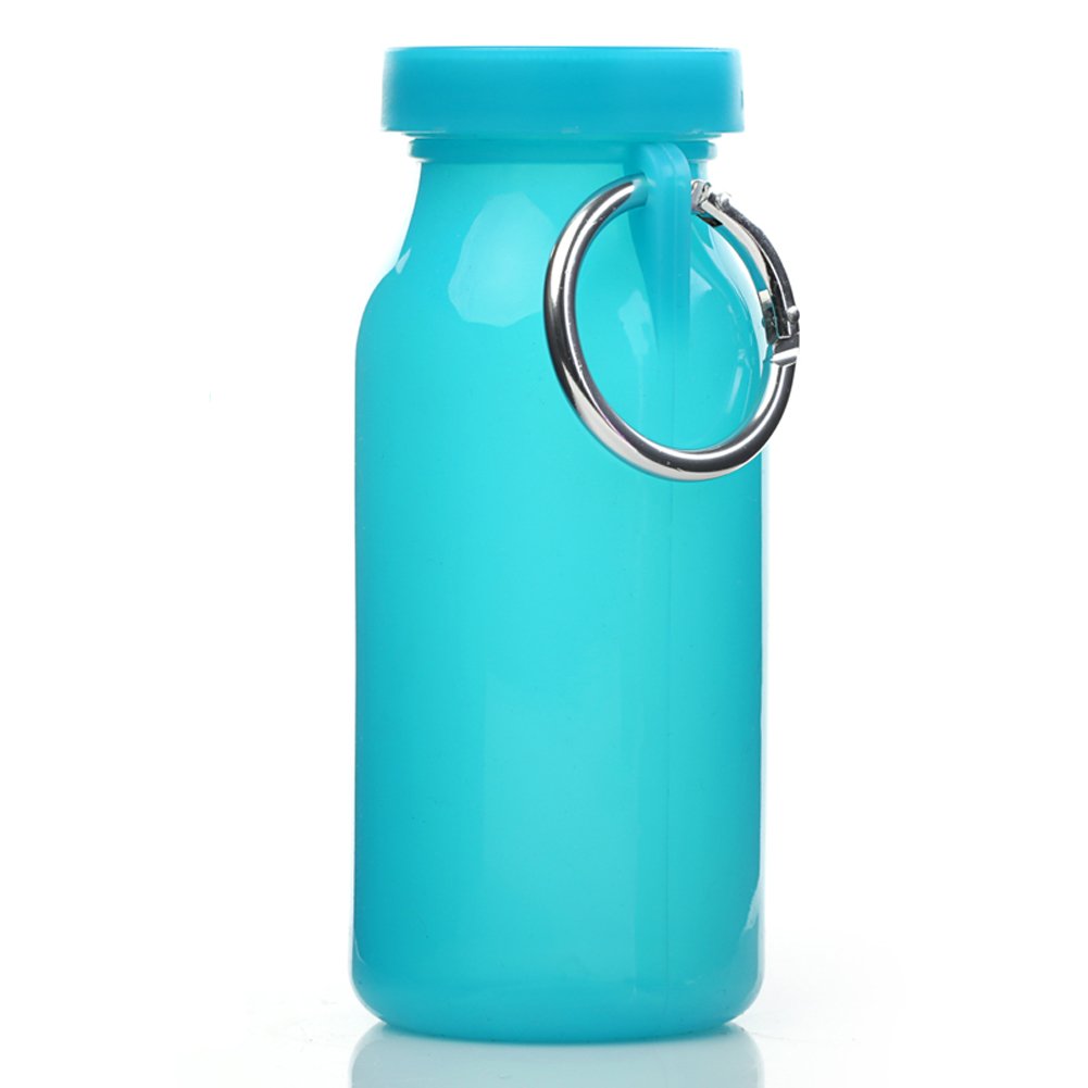 Collapsible Silicone Water Bottle - Portable Travel Mug for Hiking, Camping & Outdoor Activities - Leak-Proof Foldable Cup (Blue) - Perfect for Backpacking, Gym & Office Use