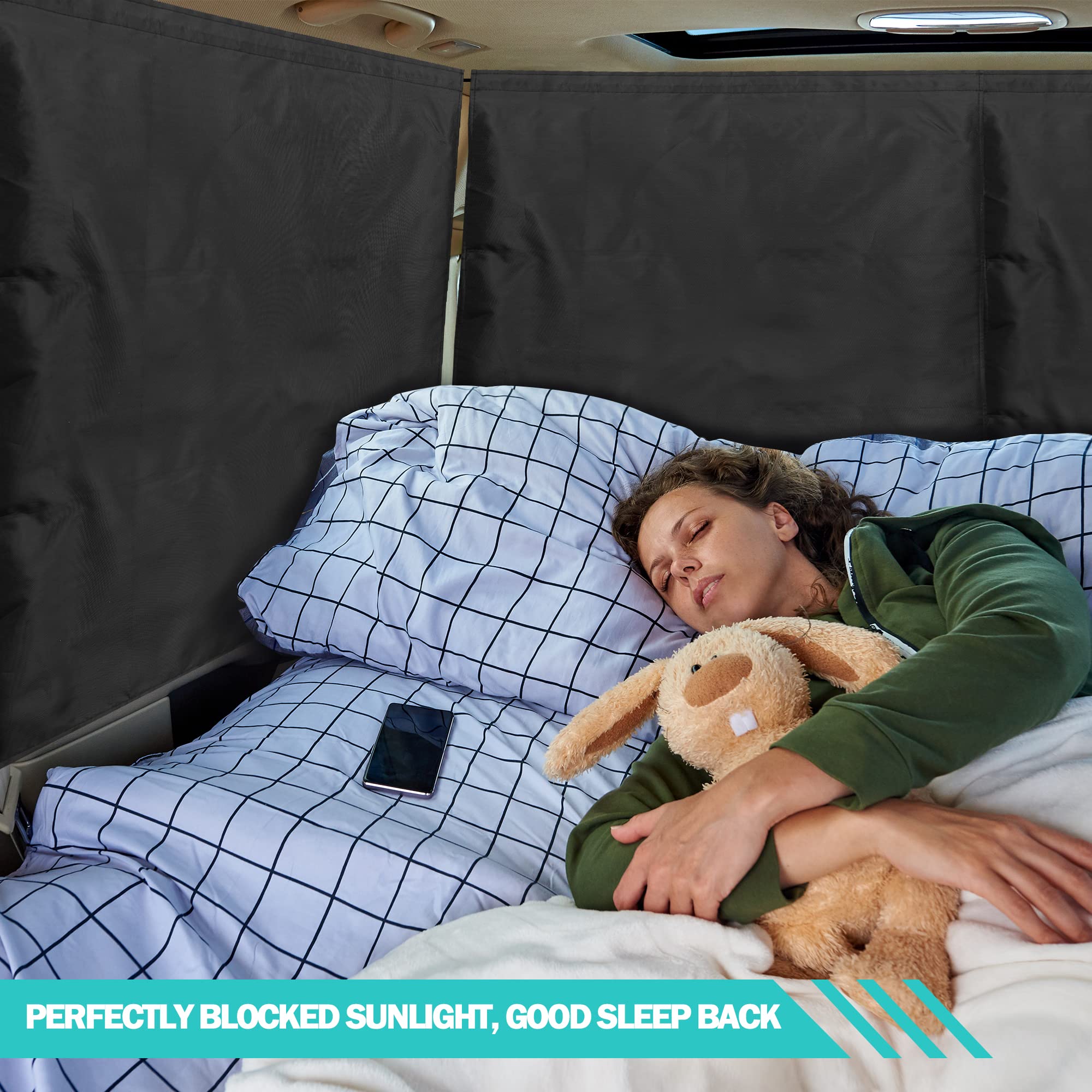 99% Light Blocking Car Curtains - 3pc Set for SUV & Sedan (Sunshade & Privacy)