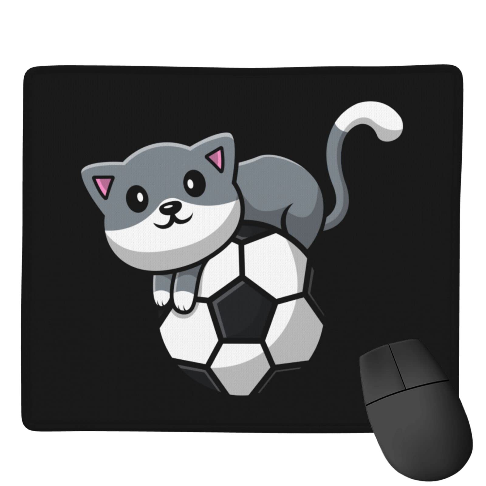 Cute Cat on Football Mouse Pad - Waterproof Non-Slip Rubber Mouse Pad for Laptop & Office, 7x9 Inch Gaming Mouse Pad - Perfect for Work, Gaming & Home Office Use