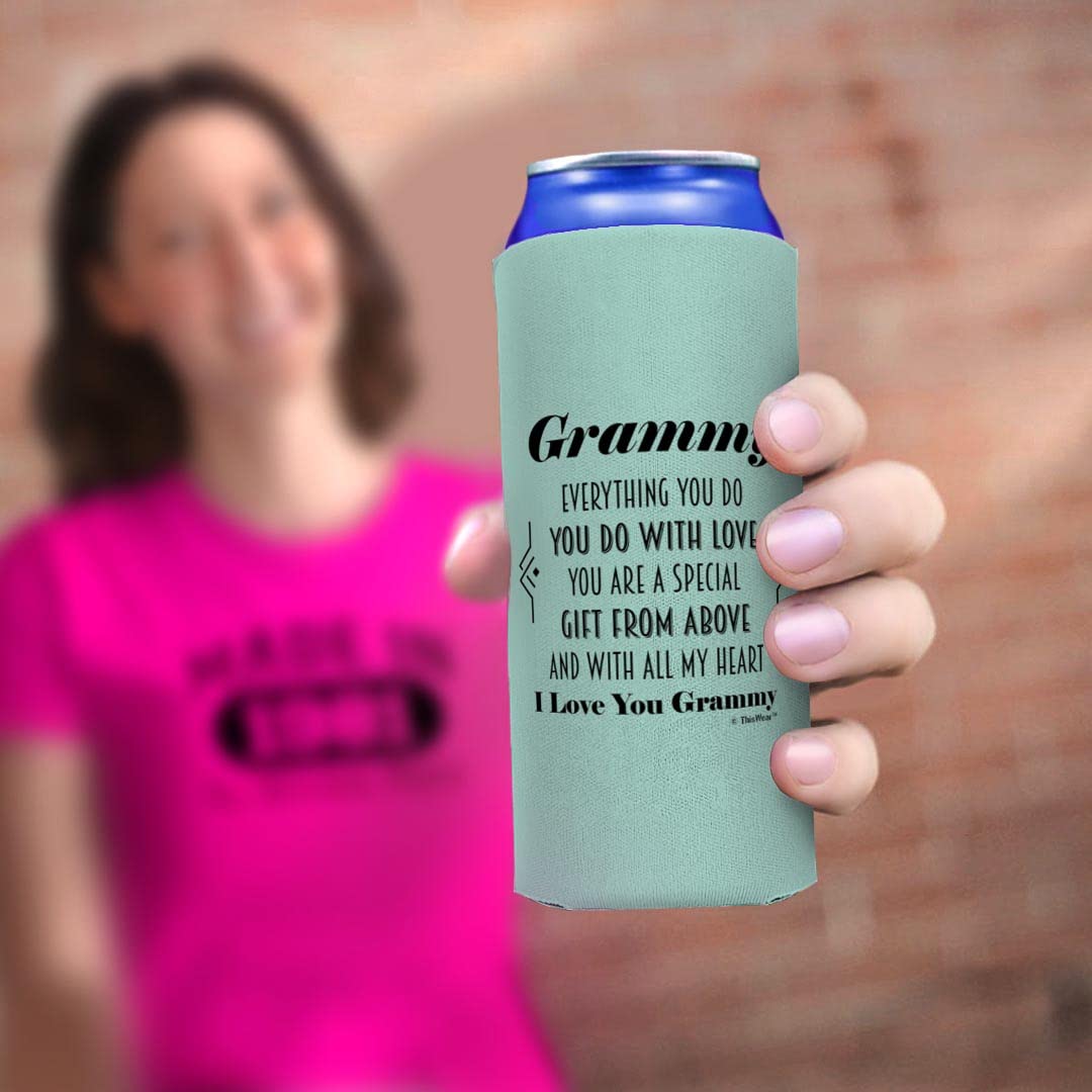 Inspirational Gift for Grammy - You Are a Gift From Above Poem - 48-Pack Ultra Slim Can Coolers - Perfect for Mother's Day, Birthday & Holiday Presents - Great for Parties, BBQs & Family Gatherings