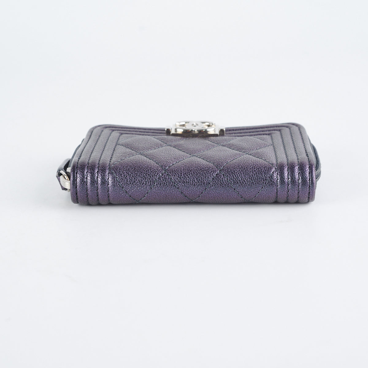 Chanel Boy Zip Coin Purse in Iridescent Purple - Luxury Small Leather Wallet for Women, Perfect for Parties, Travel & Everyday Use