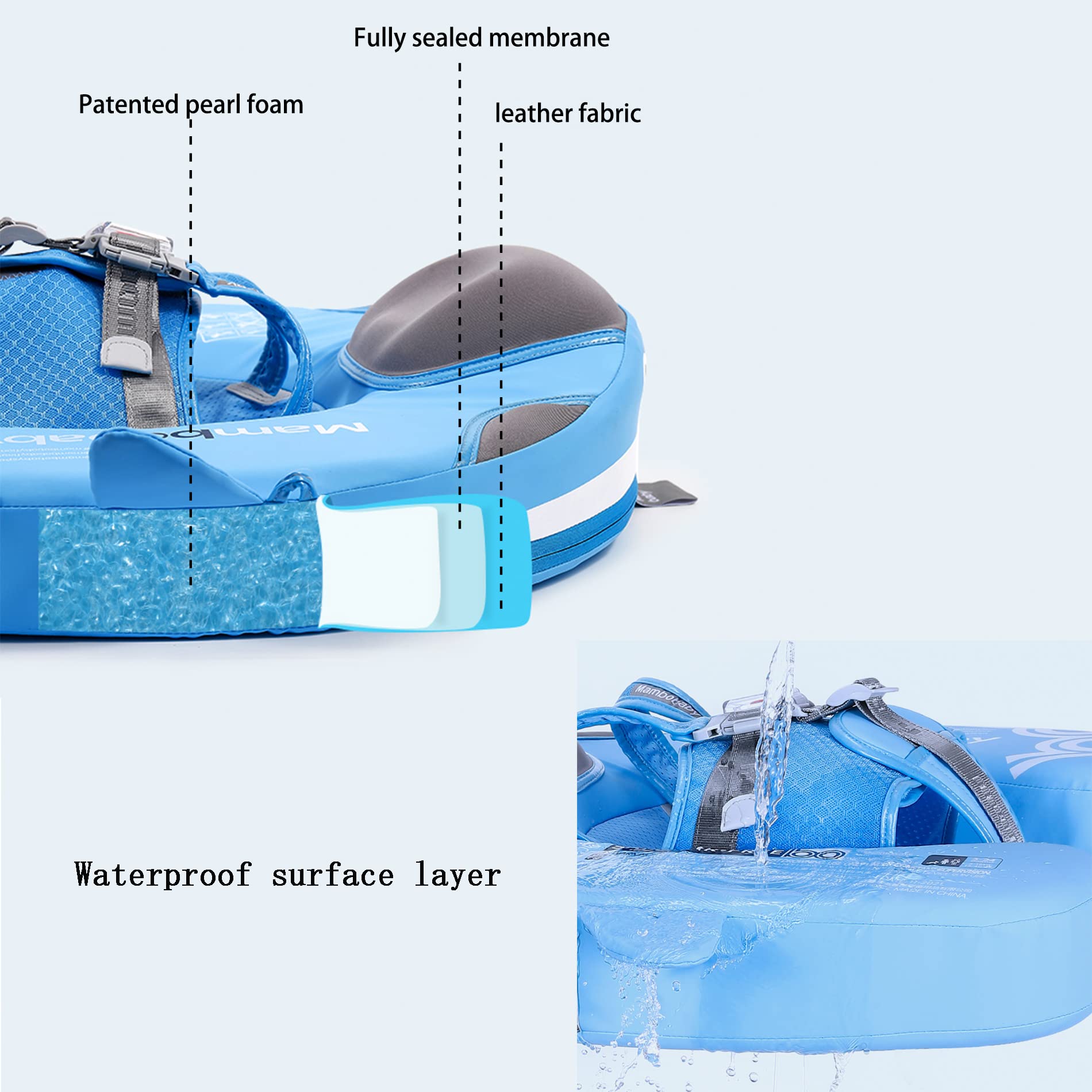 Mambobaby Non-Inflatable Baby Float with Canopy & Tail - Safe Swim Trainer for Toddlers Boys & Girls (Narwhal-Pink) | Pool Flotation Device for Summer Water Play & Learning to Swim