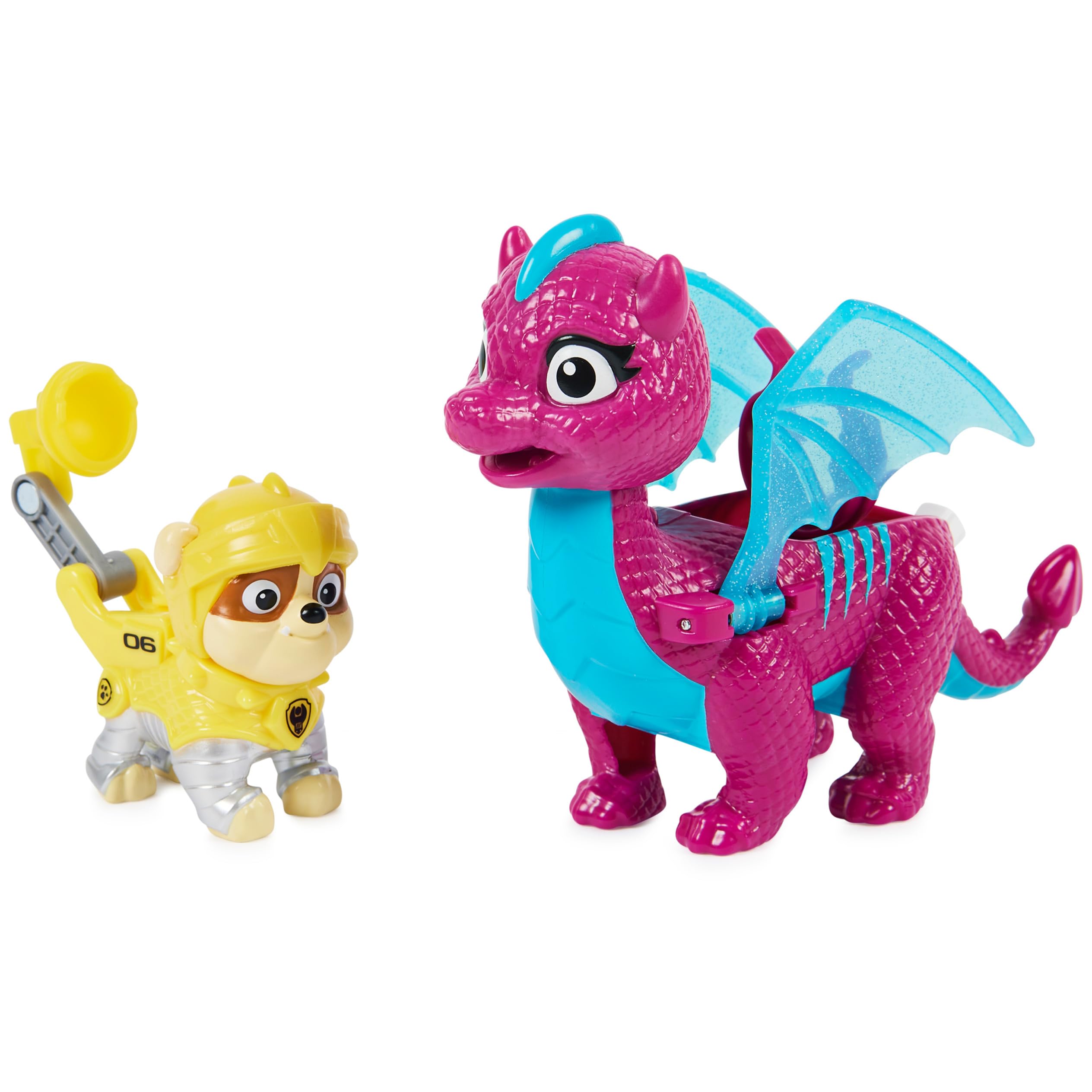 Paw Patrol Rescue Knights Rubble & Dragon Blizzie Action Figure Set - 2 Pack Kids Toy for Boys & Girls Age 3+ | Birthday Gift, Pretend Play, Adventure Role Play