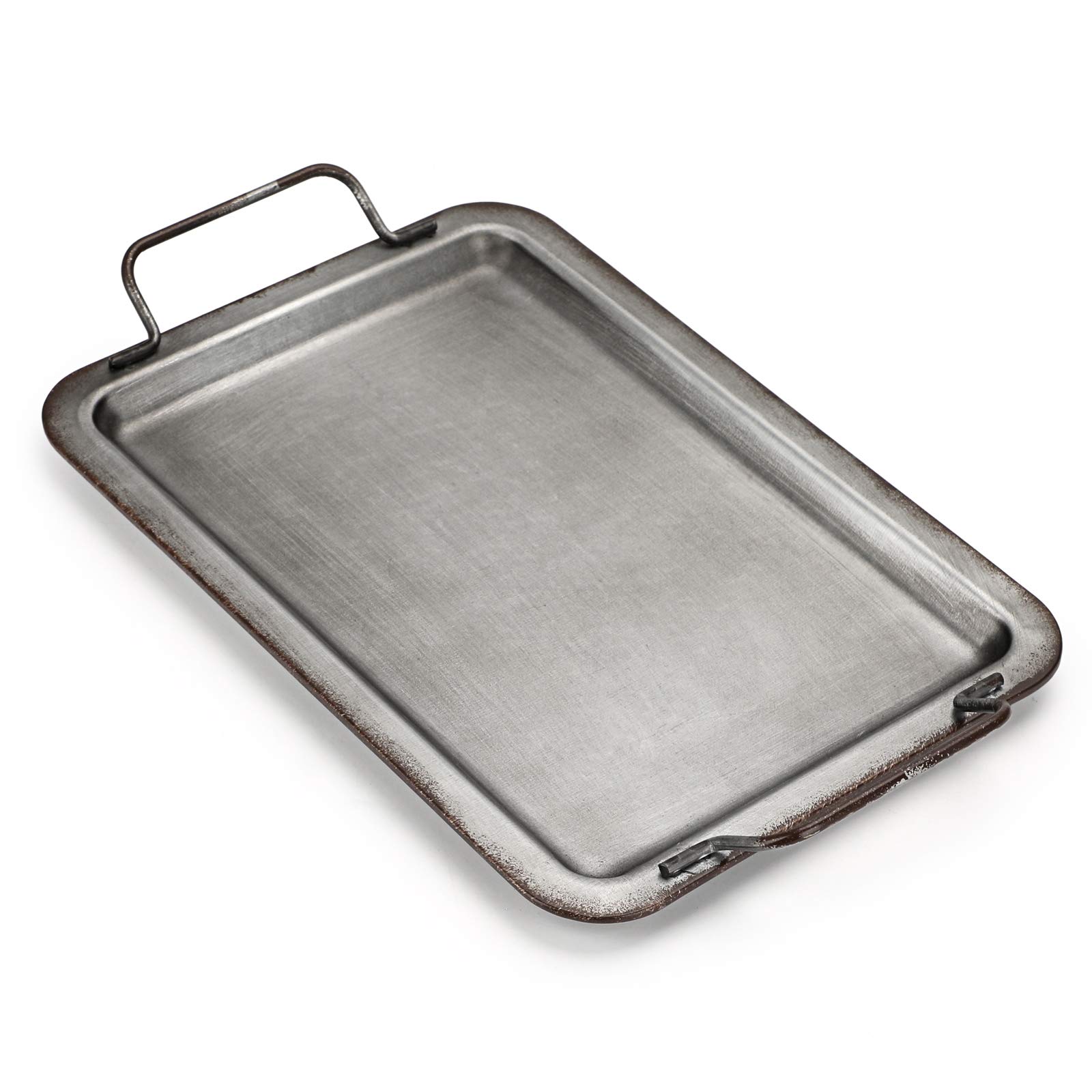 Galvanized Metal Serving Tray with Handle - 13