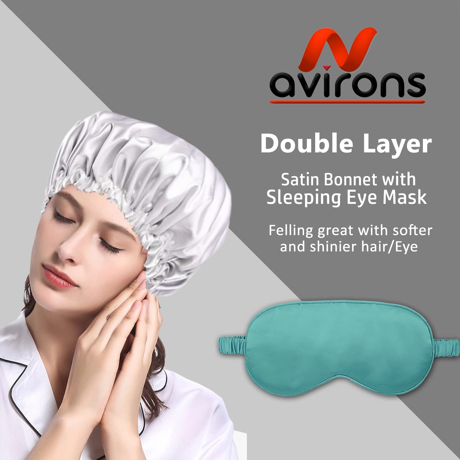 Avirons Silk Sleep Bonnet for Women - Adjustable Satin Hair Cap with Free 3 Scrunchies | Soft Silk Bonnet for Curly, Natural & Protective Hairstyles | Nighttime Hair Care for Frizz Prevention & Moisture Retention (Purple) | Perfect for Travel, Bedtime & Salon Visits