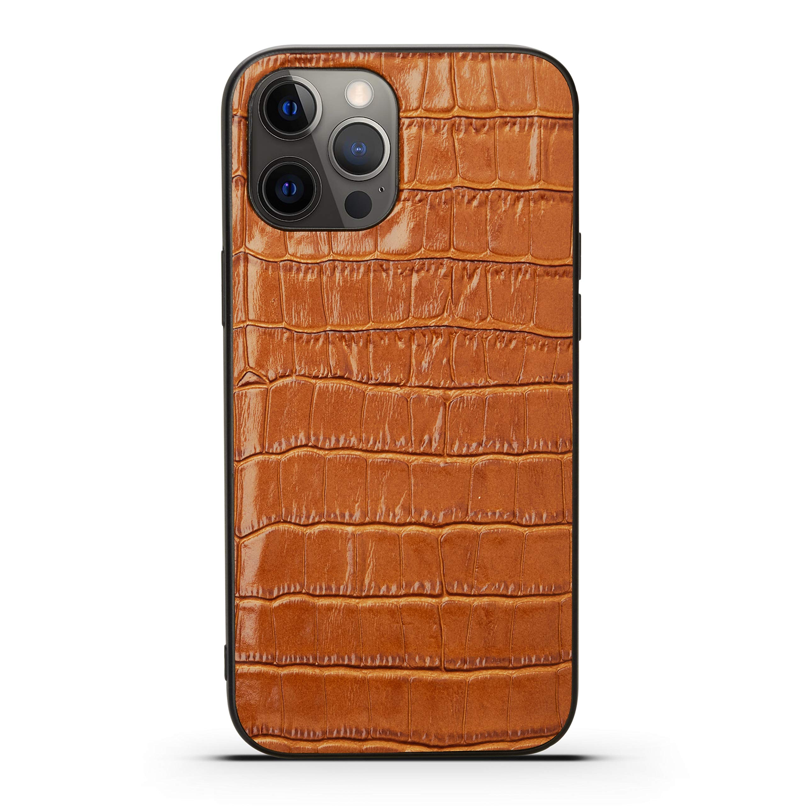 Genuine Leather Case for iPhone 12 Pro Max - Premium Crocodile Pattern Real Leather Full Coverage Protective Bumper Case (All-Inclusive) | Perfect for Business, Travel & Everyday Use