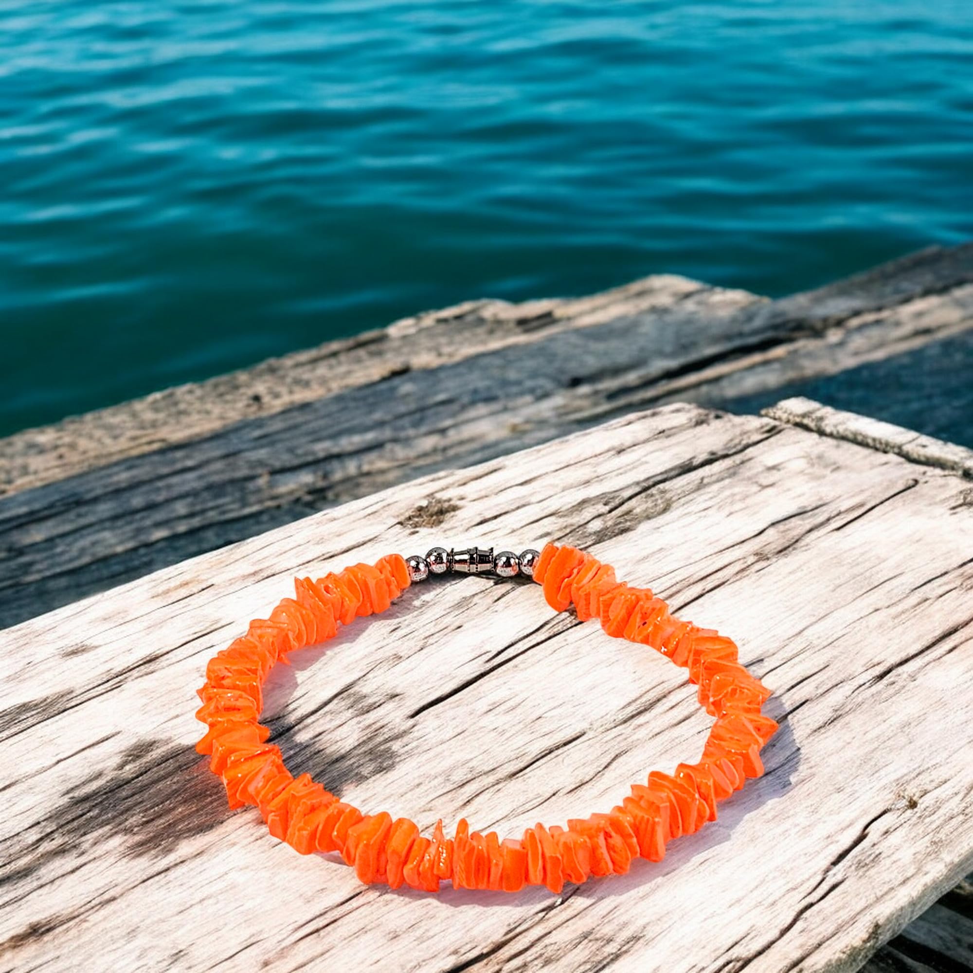 BlueRica Puka Shell Chips Necklace & Anklet Set - Solid Hawaiian Style Beach Jewelry for Women | Perfect for Summer Vacations, Beach Parties & Boho Fashion