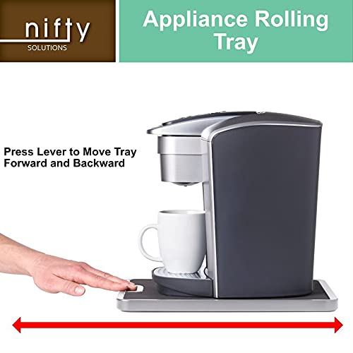 Silver Nifty Medium Appliance Rolling Tray - Kitchen Counter Organizer with Non-Slip Pad & Integrated Wheels for Coffee Maker, Blender, Toaster, Stand Mixer - Perfect for Small Spaces & Easy Appliance Mobility in Home Kitchen
