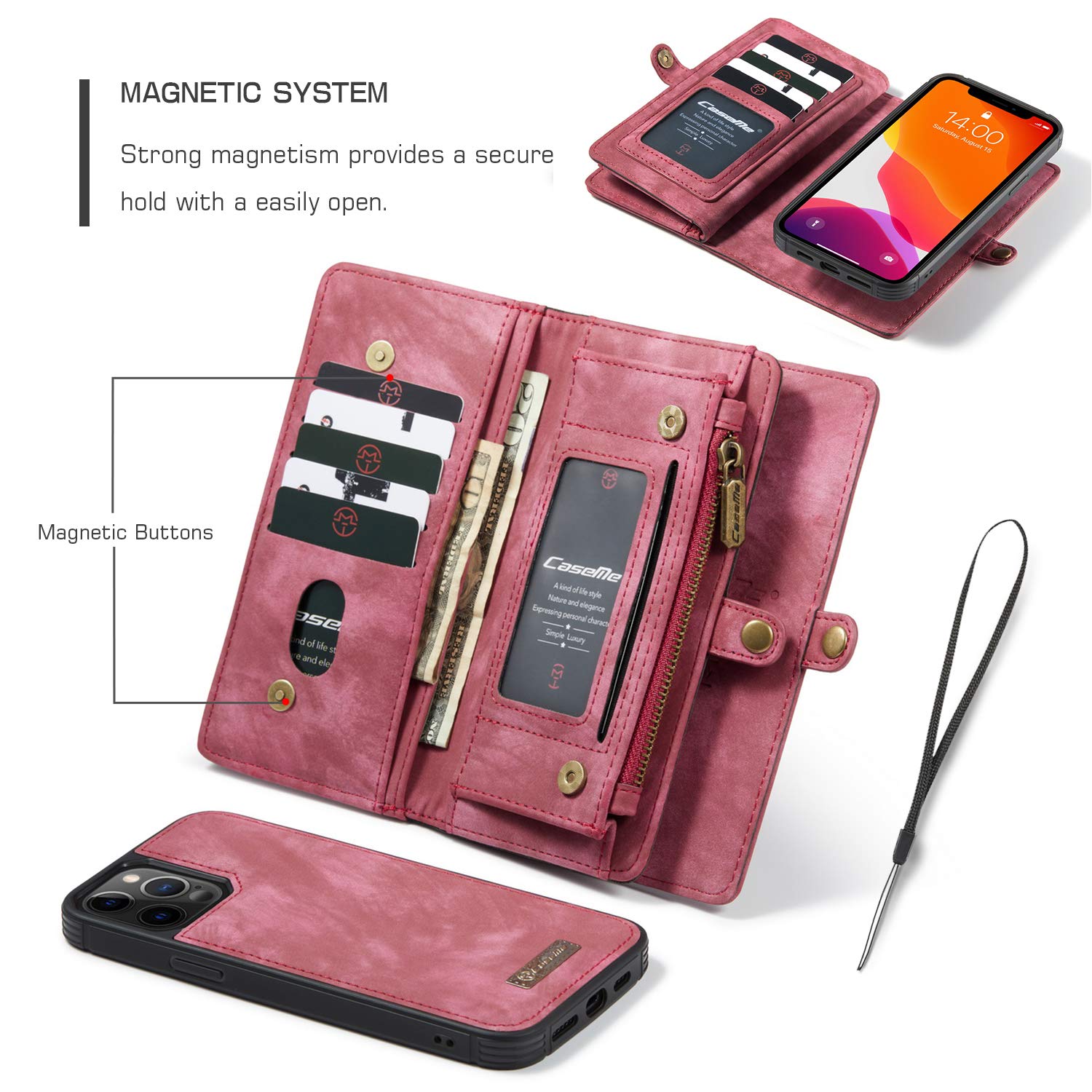 Magnetic Detachable Wallet Case for iPhone 12/12 Pro 5G (6.1