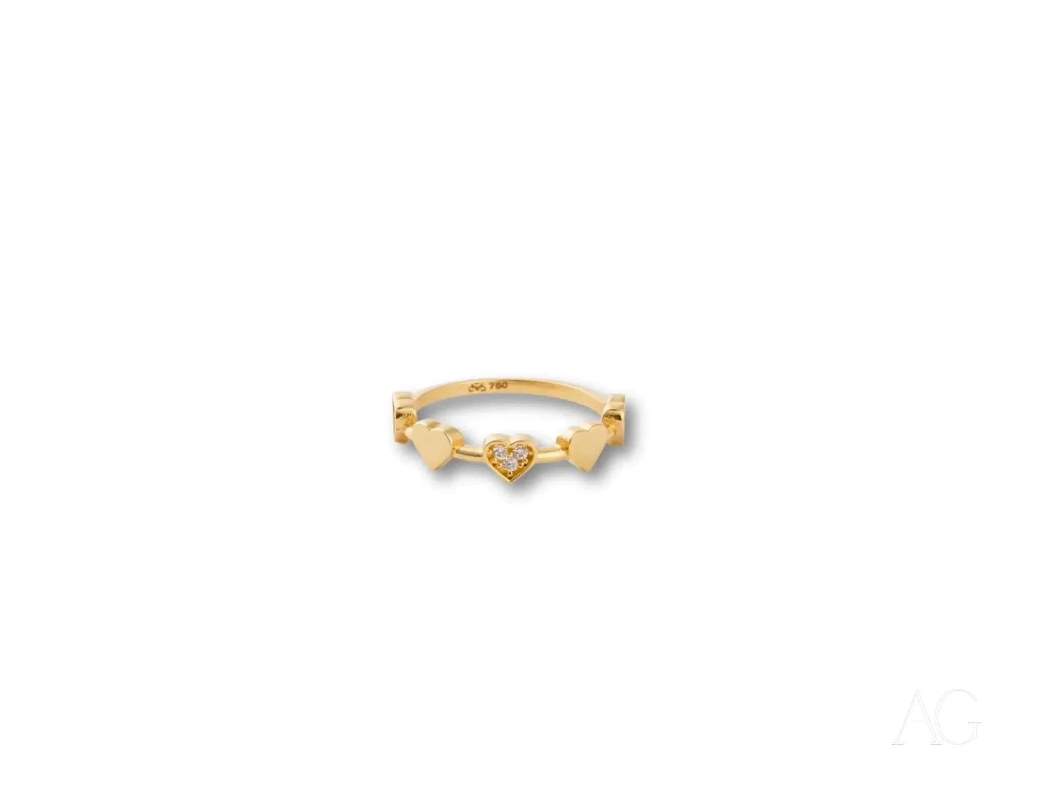 Elegant 18k Yellow Gold CZ Heart Ring for Women - Romantic Valentine's Day Gift, Anniversary Jewelry, Perfect for Date Nights & Special Occasions