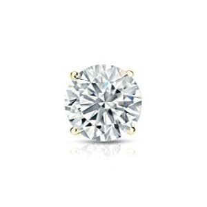 14K Gold 4-Prong Basket Round Diamond Single Stud Earrings (1/8-1ct, Good Cut, I1-I2 Clarity) with Secure Lock Back - Elegant Everyday Jewelry for Women, Perfect Gift for Anniversary, Birthday & Special Occasions