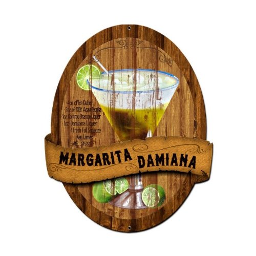 Margarita Damiana Recipe Metal Sign - Vintage Wall Decor 20x24 Inches - Perfect for Bar, Kitchen, or Man Cave Décor