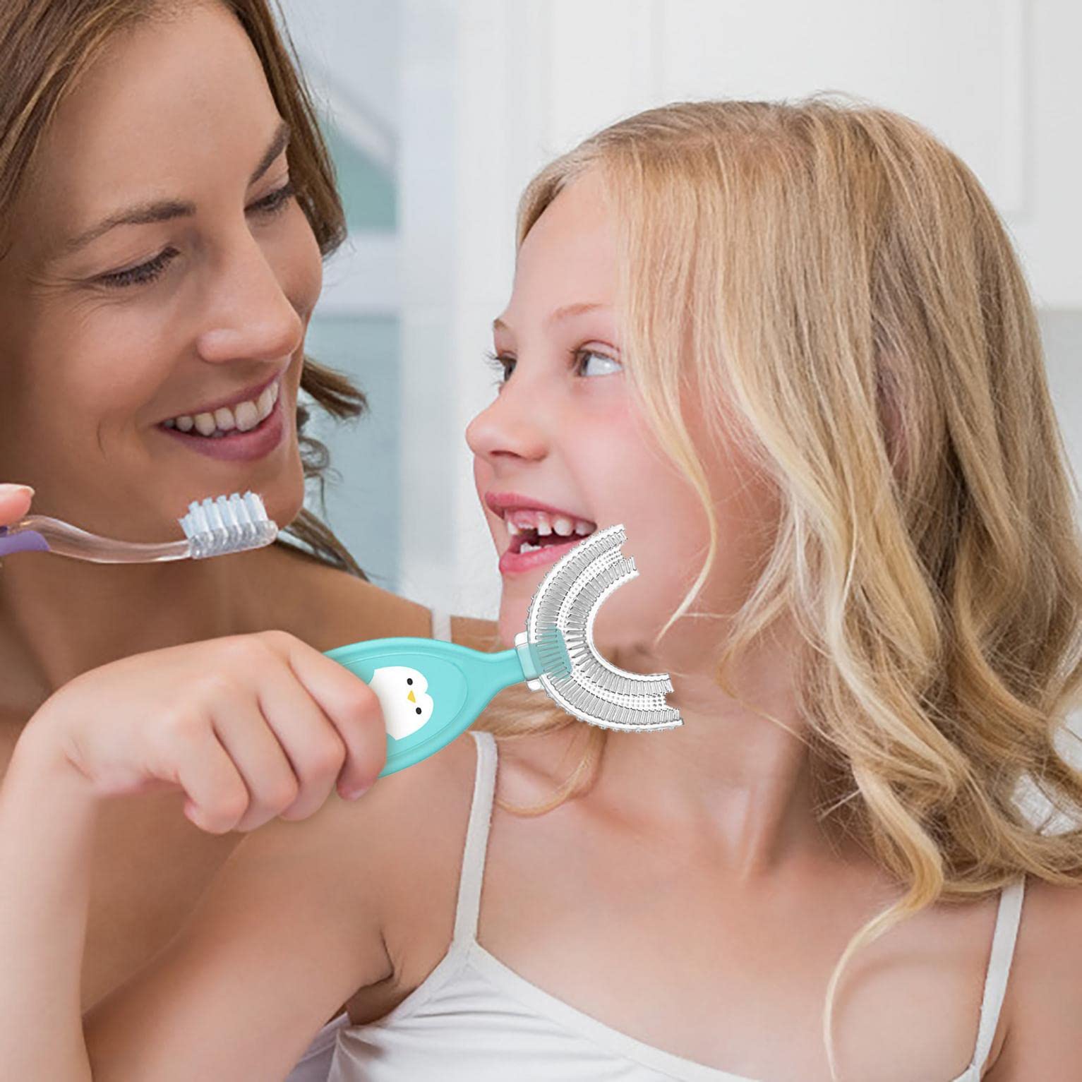 Kids U-Shaped Toothbrush for Ages 2-12 | Soft Silicone Brush Heads | Gentle Teeth Whitening & Gum Massage | Cute & Safe Dental Care for Toddlers & Children | Perfect for Morning & Nighttime Brushing Routine