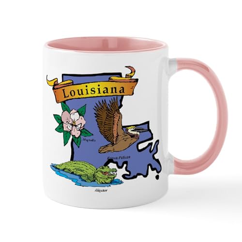 White/Pink Inside - Louisiana Map Mug