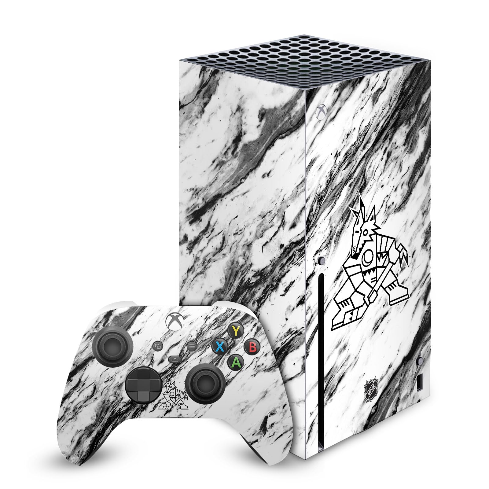 Official NHL Arizona Coyotes Marble Vinyl Gaming Skin Sticker Decal - Compatible with Xbox Series X Console & Controller Bundle - Perfect for Gamers & Sports Fans