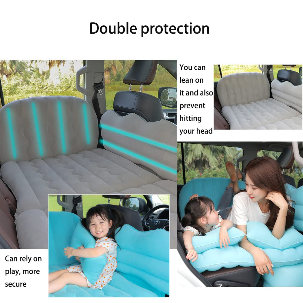 Inflatable Car Air Mattress with Electric Pump - Portable Travel & Camping Bed for SUV, MPV, Home & Outdoor Use - Includes 2 Pillows (Grey) | Perfect for Road Trips, Camping & Guest Sleeping