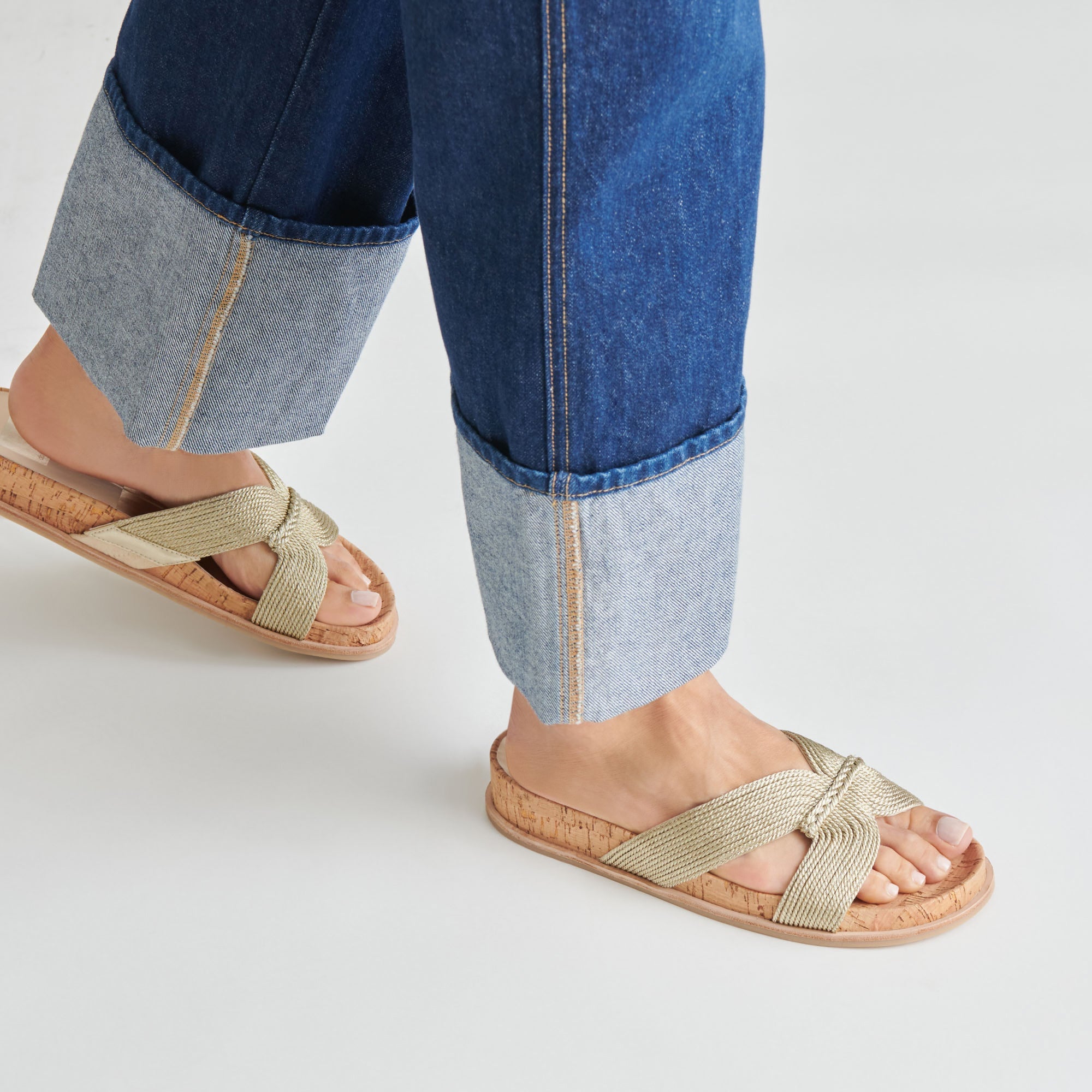 SELDA Women's Gold Raffia Sandals - Comfortable Summer Beach Flip Flops for Outdoor Walking, Vacation, and Casual Wear