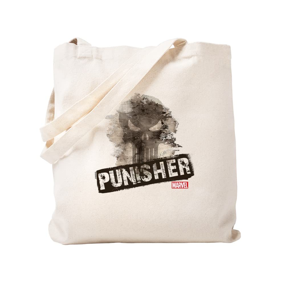 Punisher Grunge Tote Bag - Natural Canvas Reusable Shopping Bag for Groceries, Beach & Daily Use | Eco-Friendly & Durable