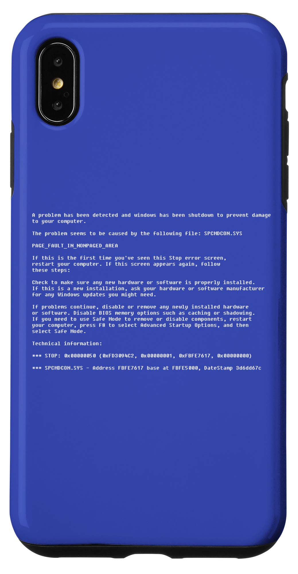 iPhone XS Max Blue Screen of Death Funny Case - Protective Phone Cover with Computer Error Design - Perfect for Tech Pranks, Gag Gifts & IT Humor
