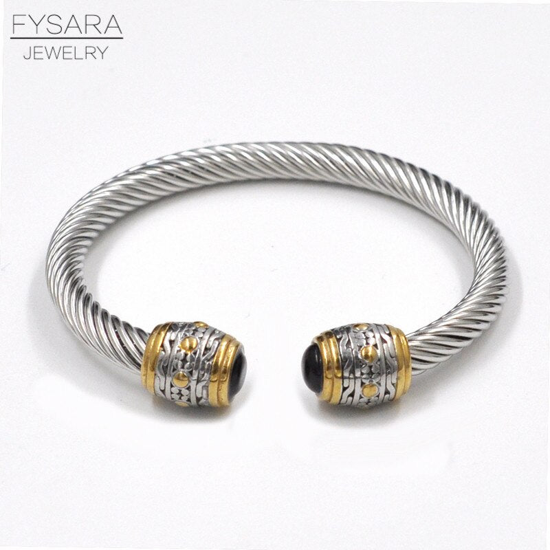 Twisted Cable Wire Bangle Cuff Bracelets for Women - Fashion Jewelry for Casual & Formal Wear - Perfect for Office, Party & Everyday Accessories