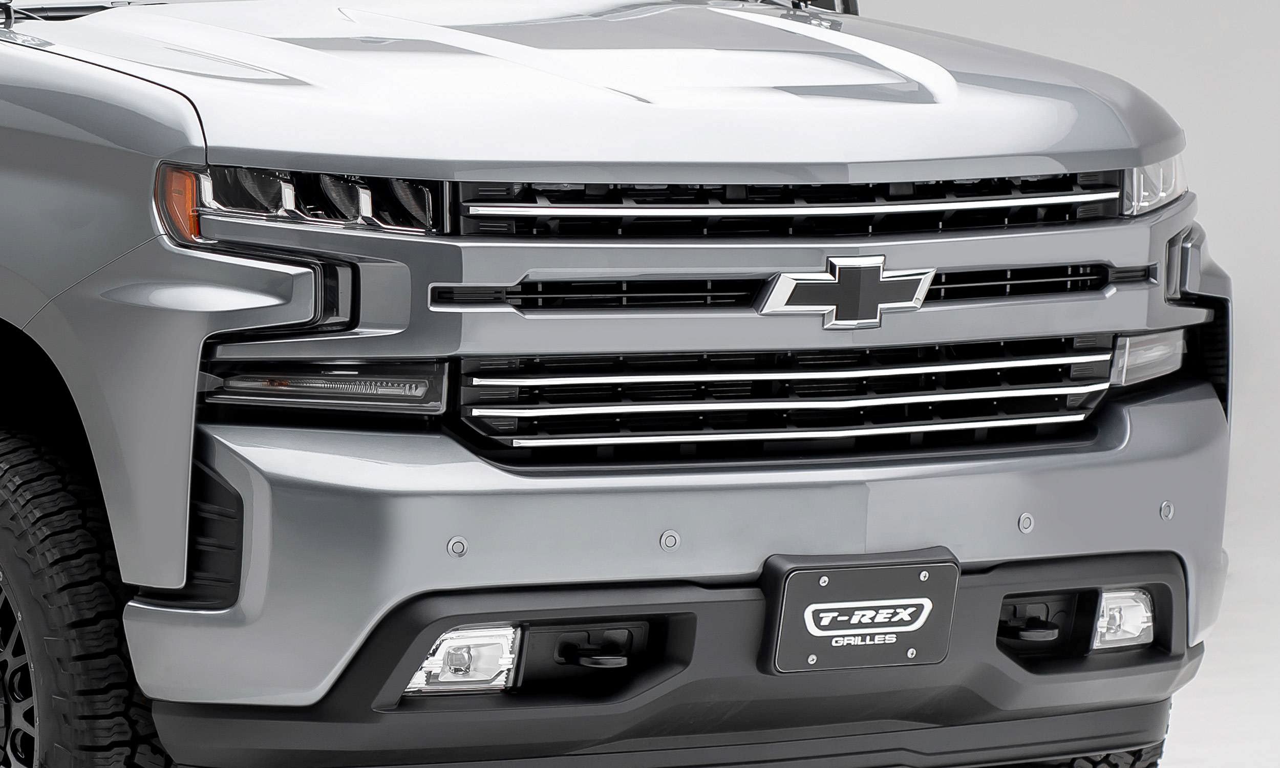 2019-2022 Chevy Silverado 1500 Trail Boss RST LT Billet Grille - Brushed Horizontal Round 4-Piece Overlay (PN#6211233) | Fits Non-Camera Models | Upgrade Your Truck's Front End Style