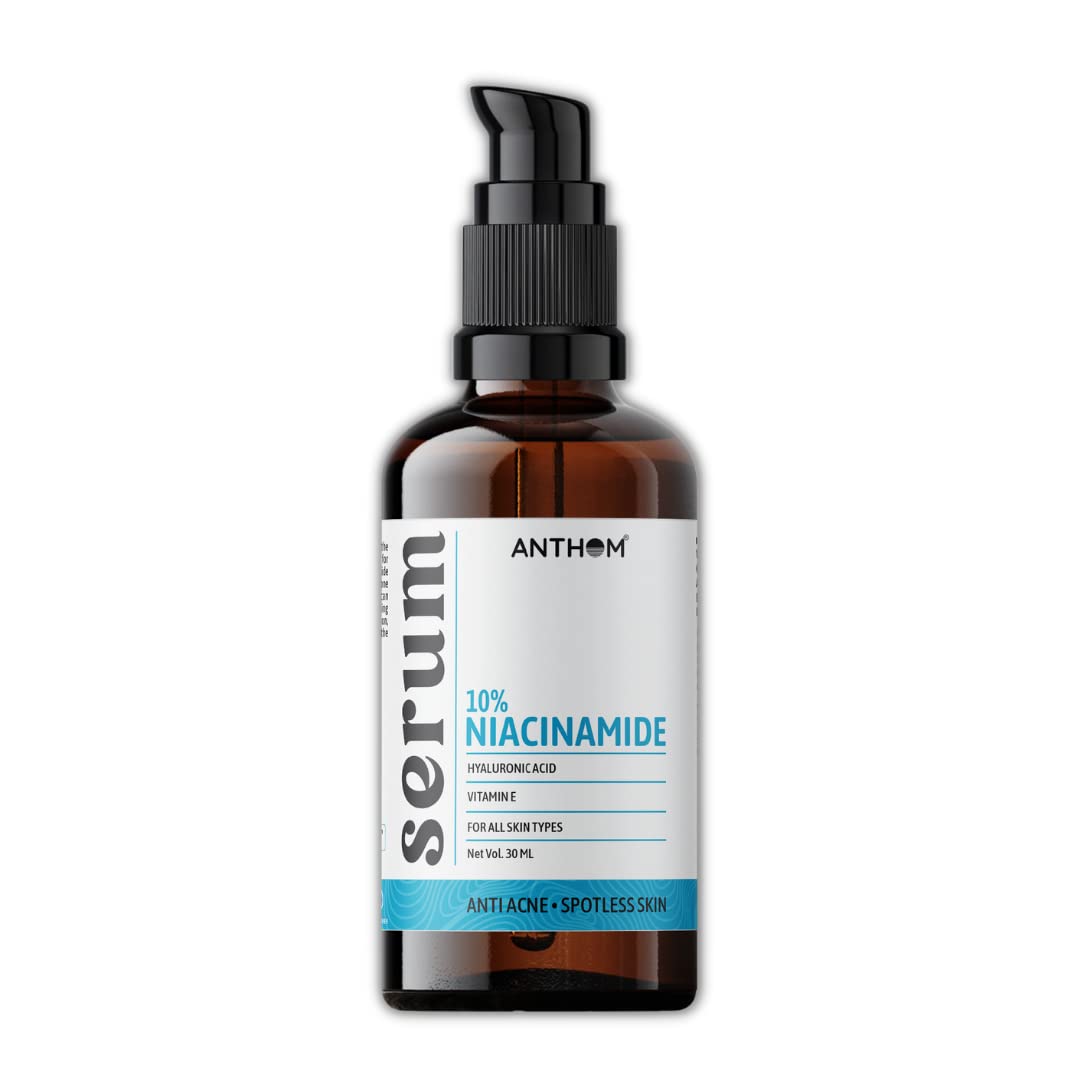 Anthom 10% Niacinamide Face Serum for Acne Treatment - Reduces Acne Scars, Blemishes, Pigmentation & Dark Spots | Vegan Formula for Oily, Acne-Prone & Sensitive Skin | Unisex Skincare Solution (30ml) | Perfect for Daily Use & Nighttime Skin Repair Routine