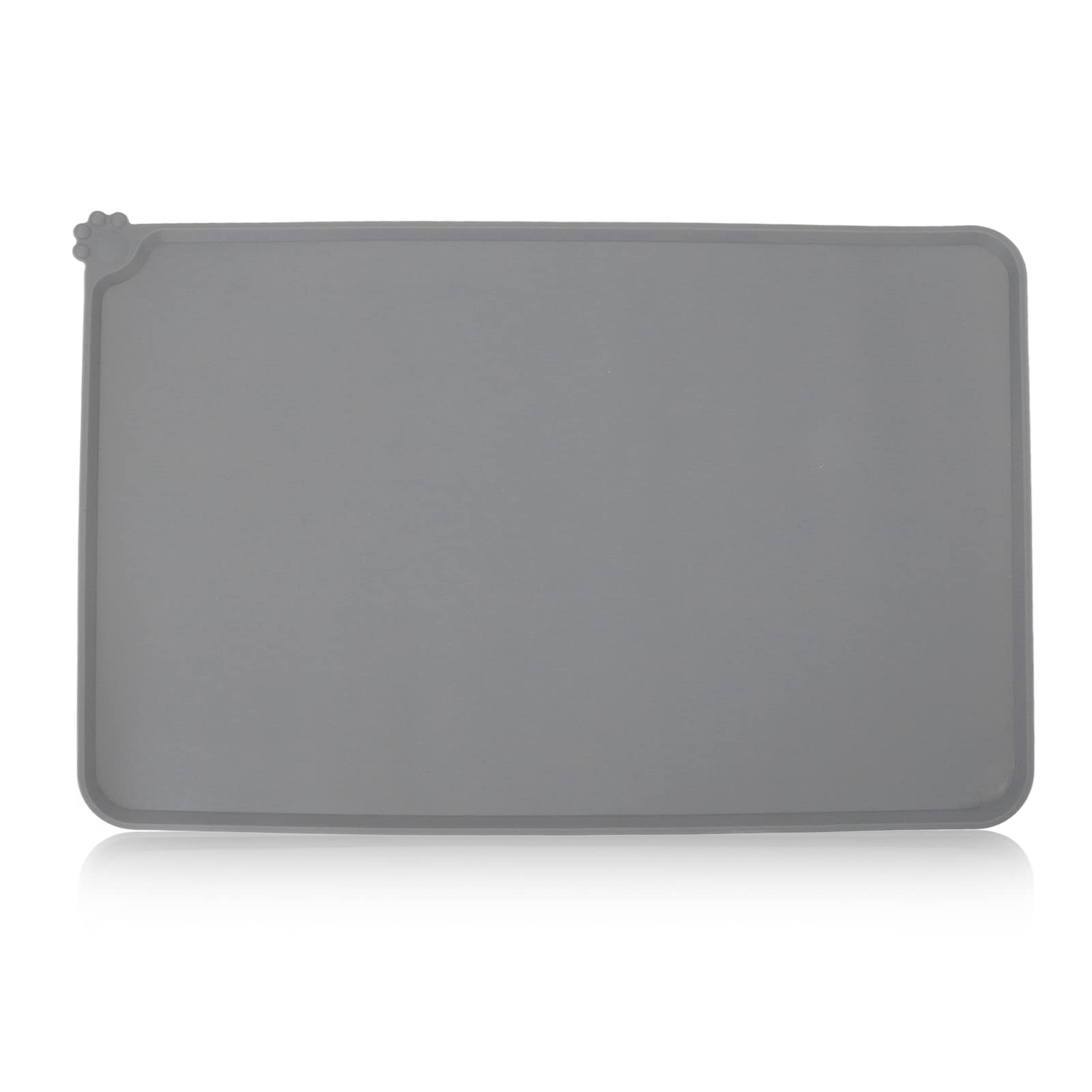 Non-Slip Silicone Pet Feeding Mat - Waterproof Cat & Dog Food Bowl Placemat - Portable, Easy to Clean for Indoor/Outdoor Use (Gray) - Perfect for Kitchen, Floor, Travel & Mess-Free Feeding