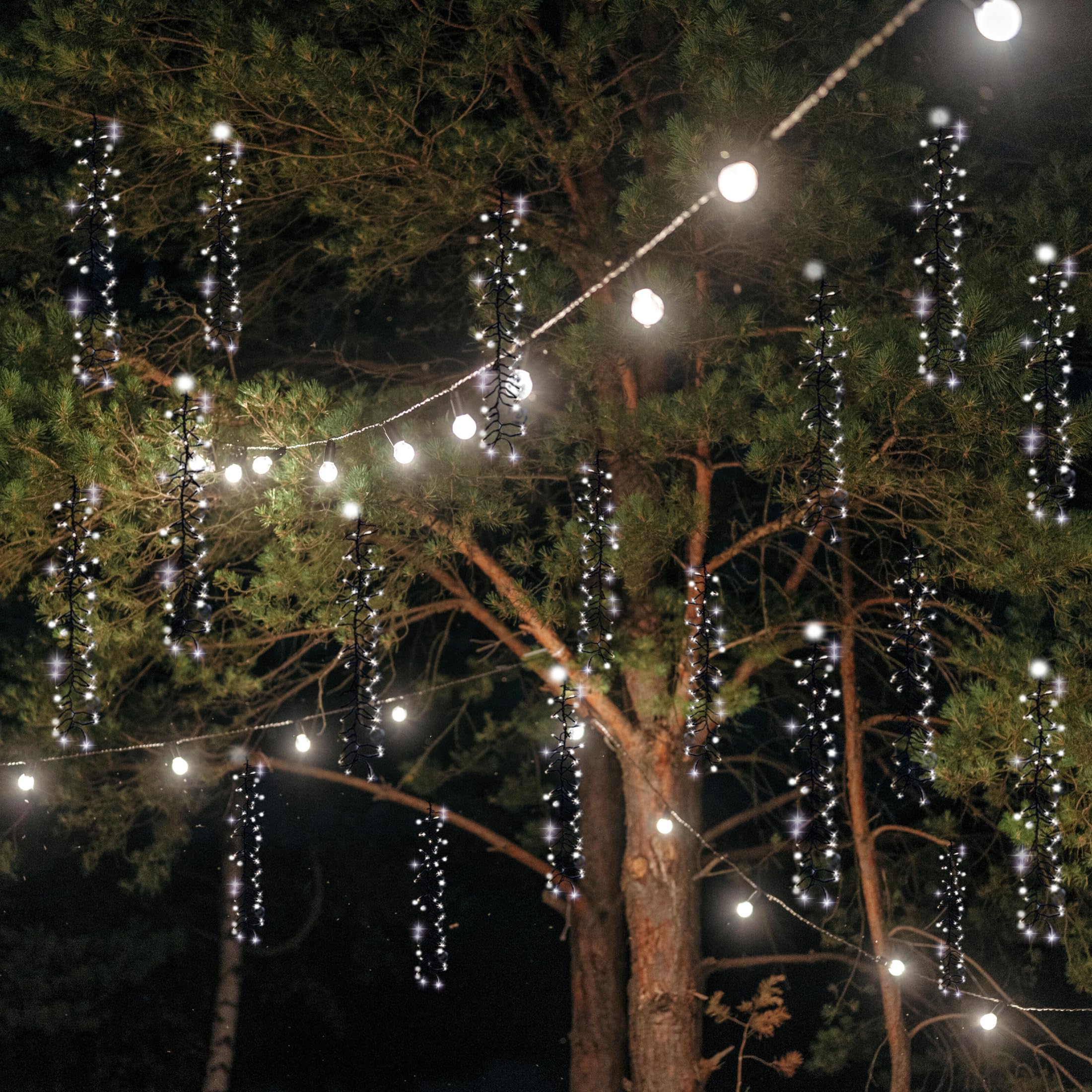 Lighticicle 80 LED Battery-Operated Fairy Lights with Meteor Effect & Auto Timer - Waterproof Outdoor String Lights for Garden, Patio, Wedding & Holiday Decorations