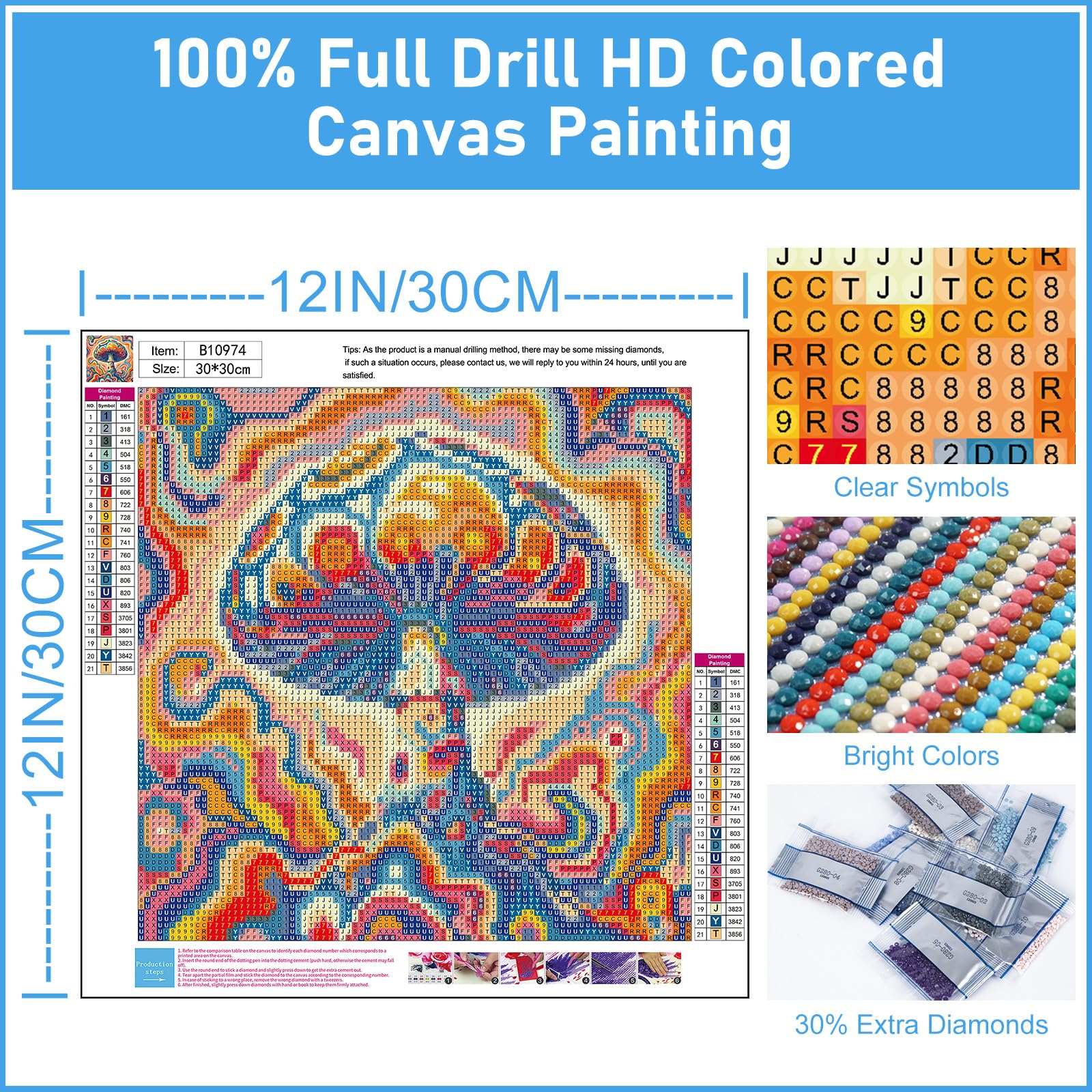 5D Diamond Painting Kit for Adults - DIY Mushroom Diamond Art with Round Drills, Full Drill Canvas 12x12 Inch - Home Wall Decor, Beginner Craft, Relaxing Art Therapy Gift (Perfect for Stress Relief & Living Room/Bedroom Decoration)
