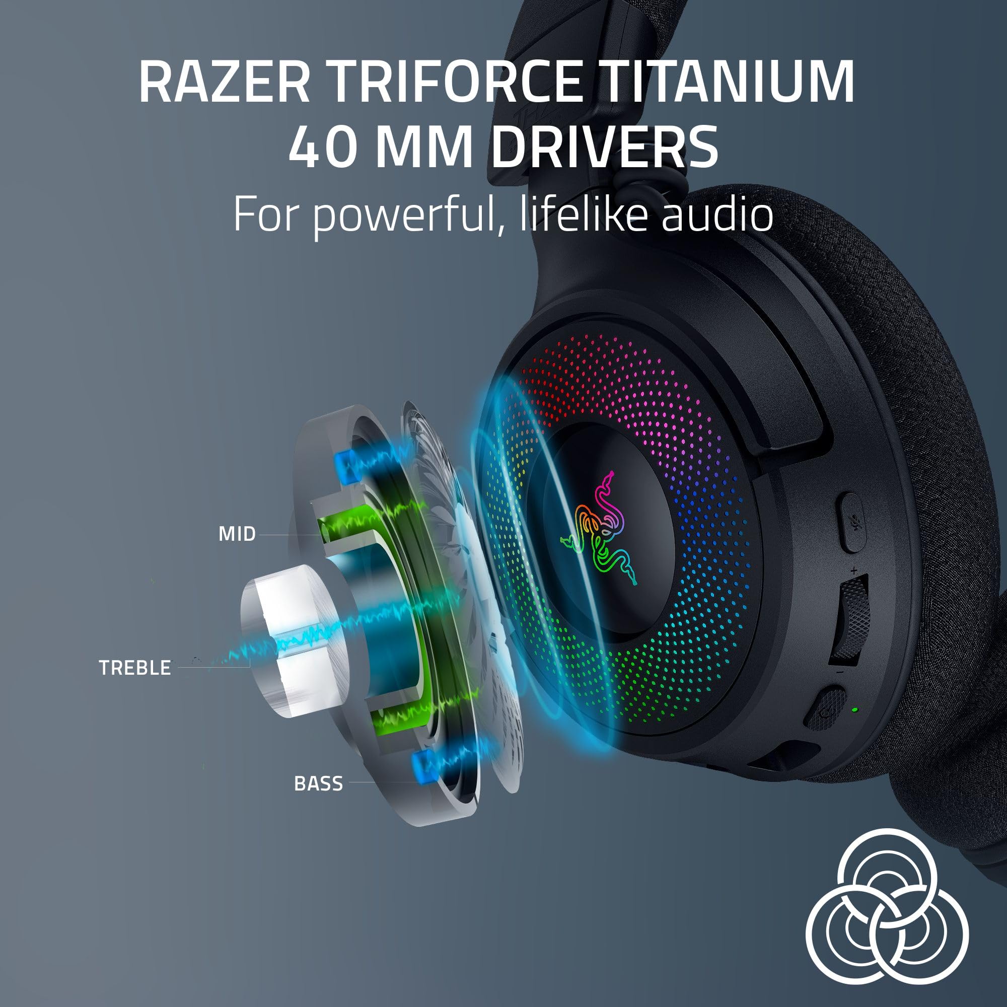 Razer Kraken V4 Wireless Gaming Headset with 2.4GHz & Bluetooth - 40mm Drivers, Super Wideband Mic, 9-Zone RGB Lighting - Compatible with PC, Mac, PS5, Switch, Steam Deck & Smartphones - Perfect for Gaming, Streaming & Online Meetings (Black)
