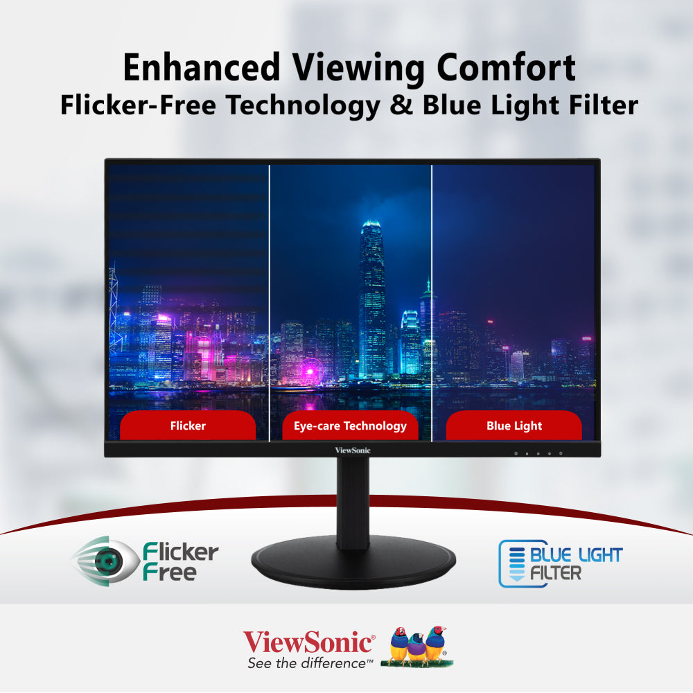 ViewSonic VG2409 24-inch Full HD USB-C Monitor with Dual Built-in Speakers - Perfect for Home Office, Gaming & Entertainment
