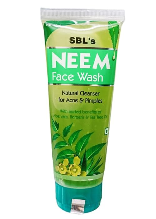 SBL's Neem Face Wash (100ml) - Natural Acne & Pimple Cleanser with Aloe Vera, Berberis & Tea Tree Oil - Pack of 2 - Gentle Daily Skincare for Oily & Sensitive Skin - Perfect for Morning & Night Routine
