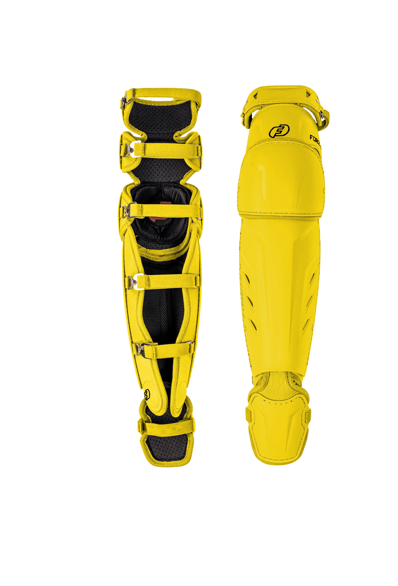 FORCE3 XS3® PRO ELITE Baseball Catcher Leg Guards - Adult Size | Lightweight Protective Gear for PitchCom® System | Perfect for MLB, College & Youth Games