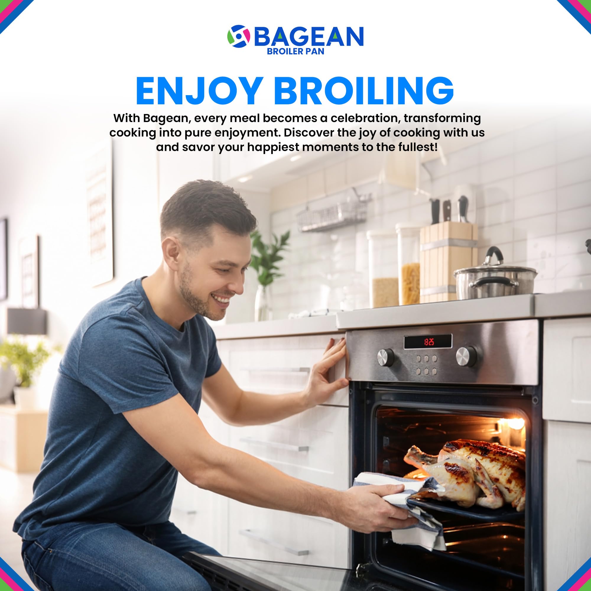 Nonstick Porcelain Coated Broiler Pan for Oven - 16.75” x 12.75” Frigidaire 5304494997 Replacement Broiling Pan with Rack, Heat Circulating & Fat Draining Design, Up to 550°F - Perfect for Roasting, Grilling & Baking Meats, Vegetables & More