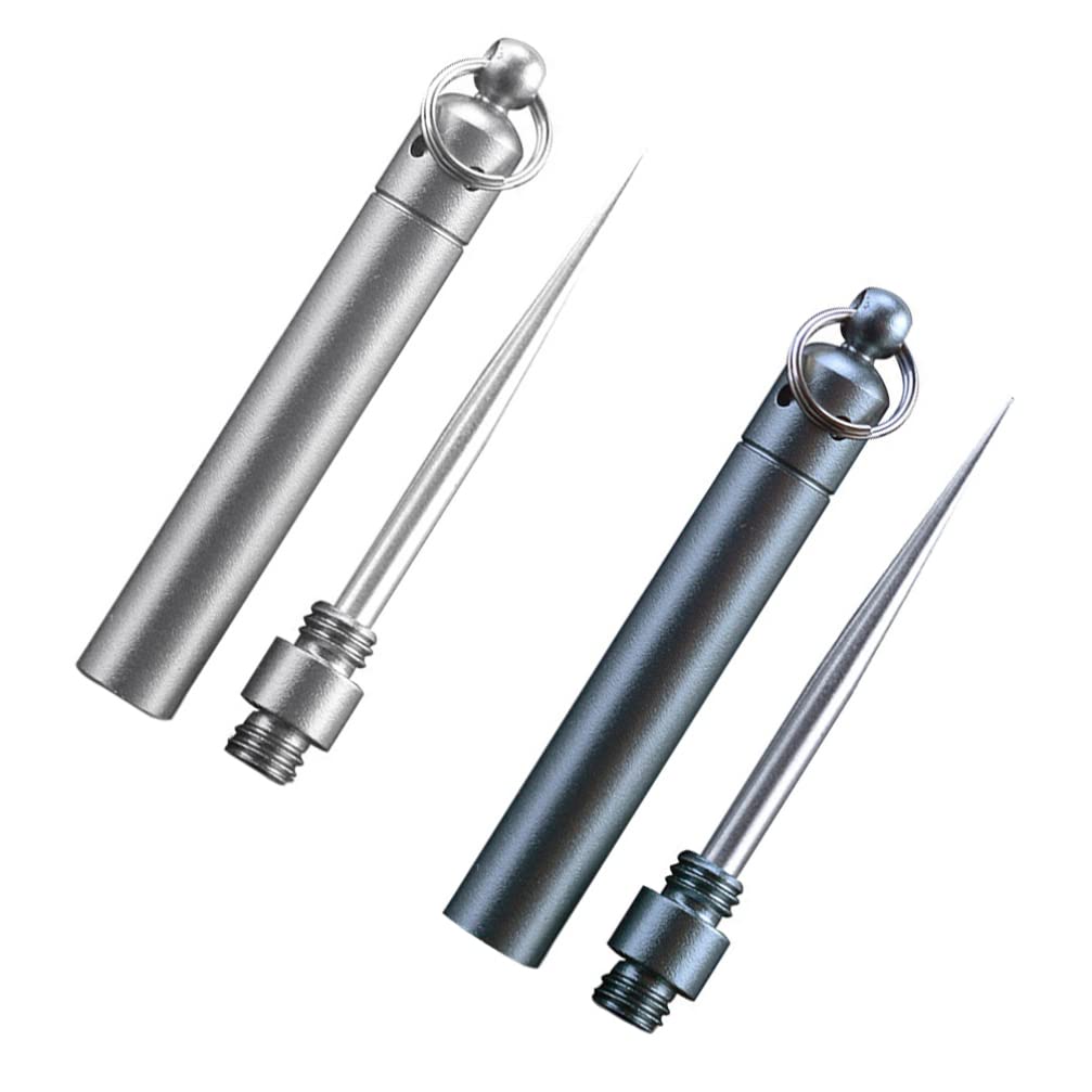 Portable Stainless Steel Toothpick Holder - Reusable Metal Toothpicks for Teeth Cleaning, Fruit & Dessert | 2-Piece Set with Assorted Colors | Perfect for Outdoor Picnics, Camping & Travel
