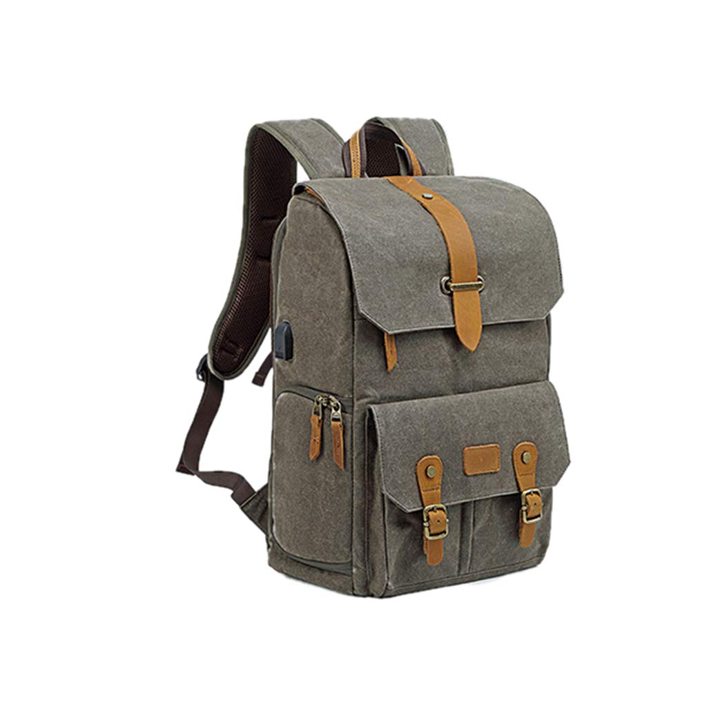 G-raphy Retro Camera Backpack for DSLR Cameras & 15.6 Inch Laptops - Waterproof Photography Bag with Tripod Holder (Army Green) - Perfect for Travel, Hiking & Outdoor Photography
