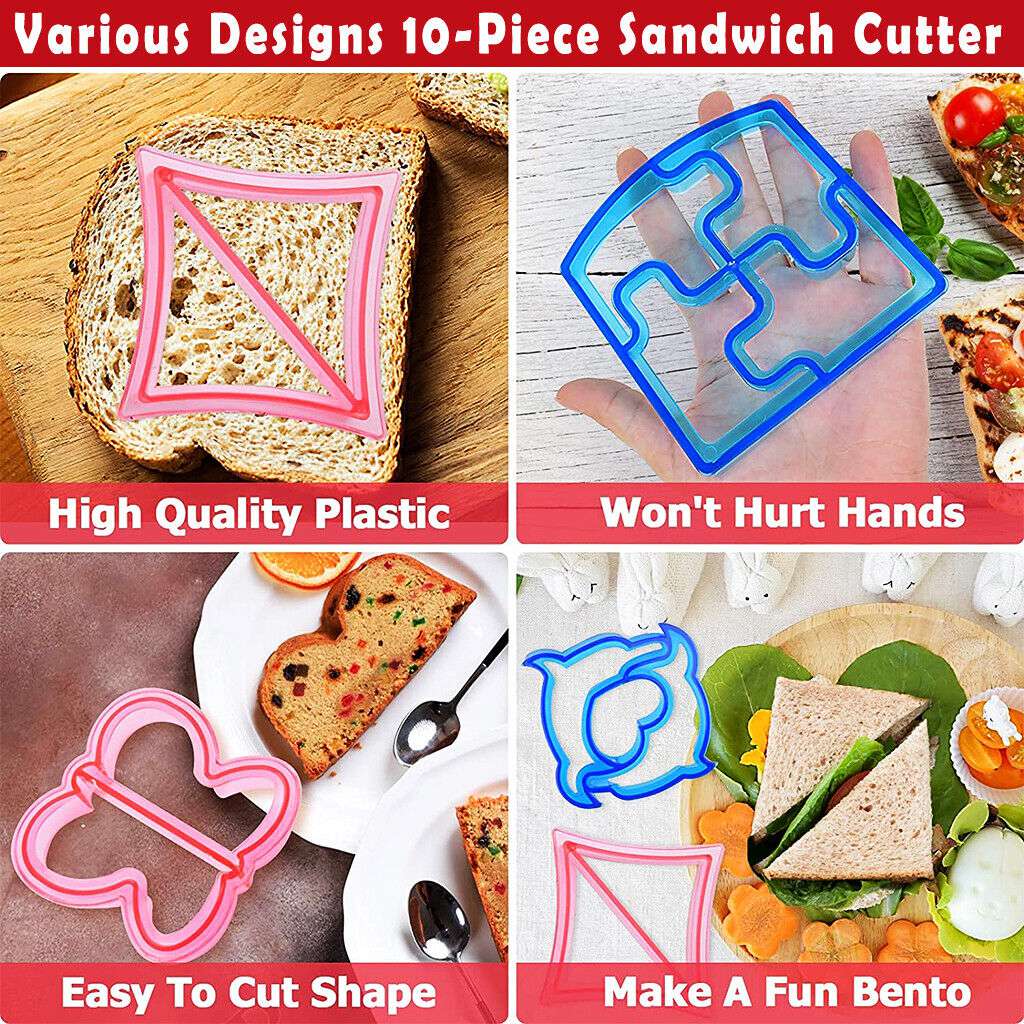 16-Piece Sandwich Cutter Set for Kids - Fun DIY Toast & Bread Molds - Creative Food Shapers for School Lunches & Party Snacks - Perfect Christmas Gift for Children