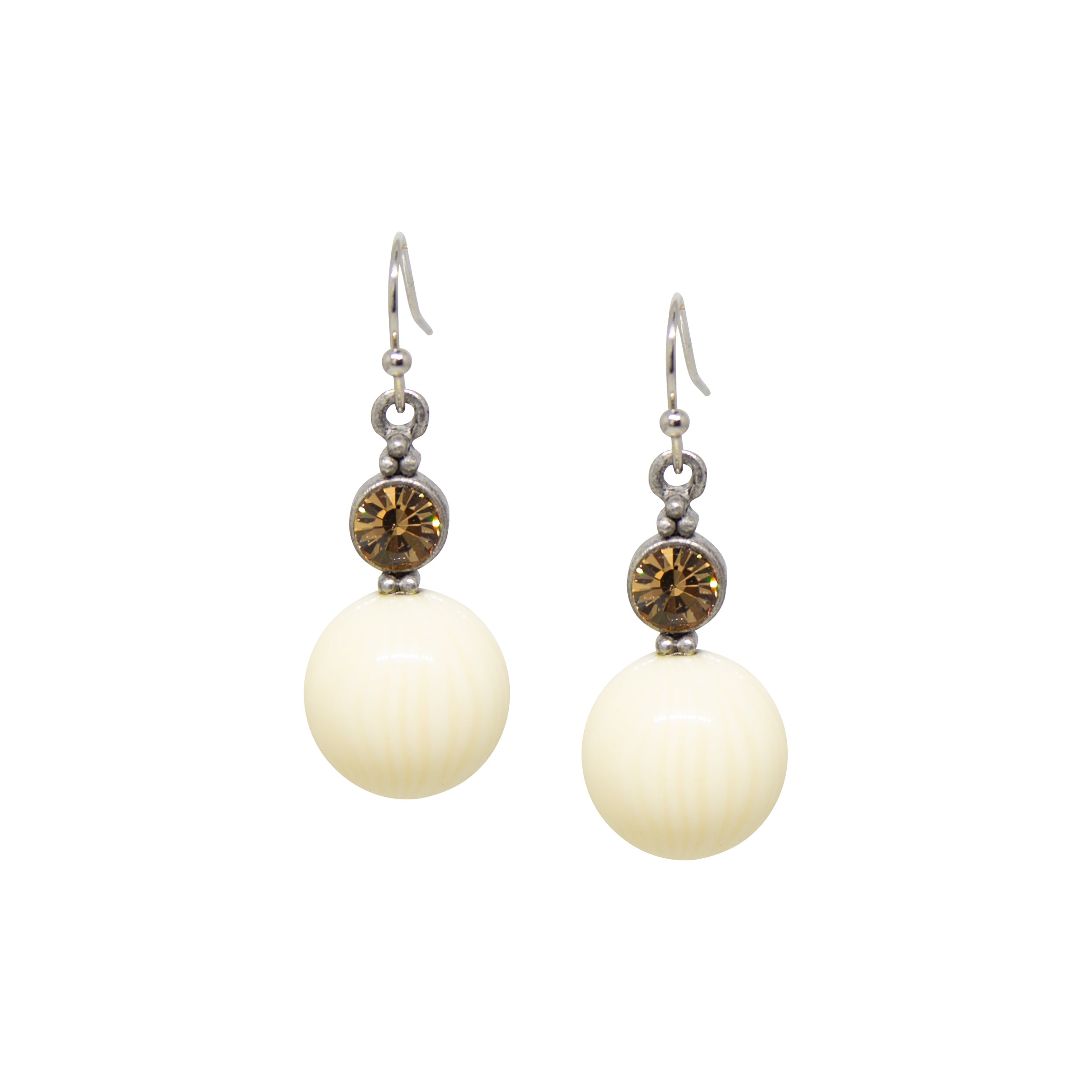 1928 Jewelry Ivory Baubles & Topaz Crystal Drop Earrings - Vintage Style Dangle Earrings for Women, Perfect for Weddings, Parties & Evening Events