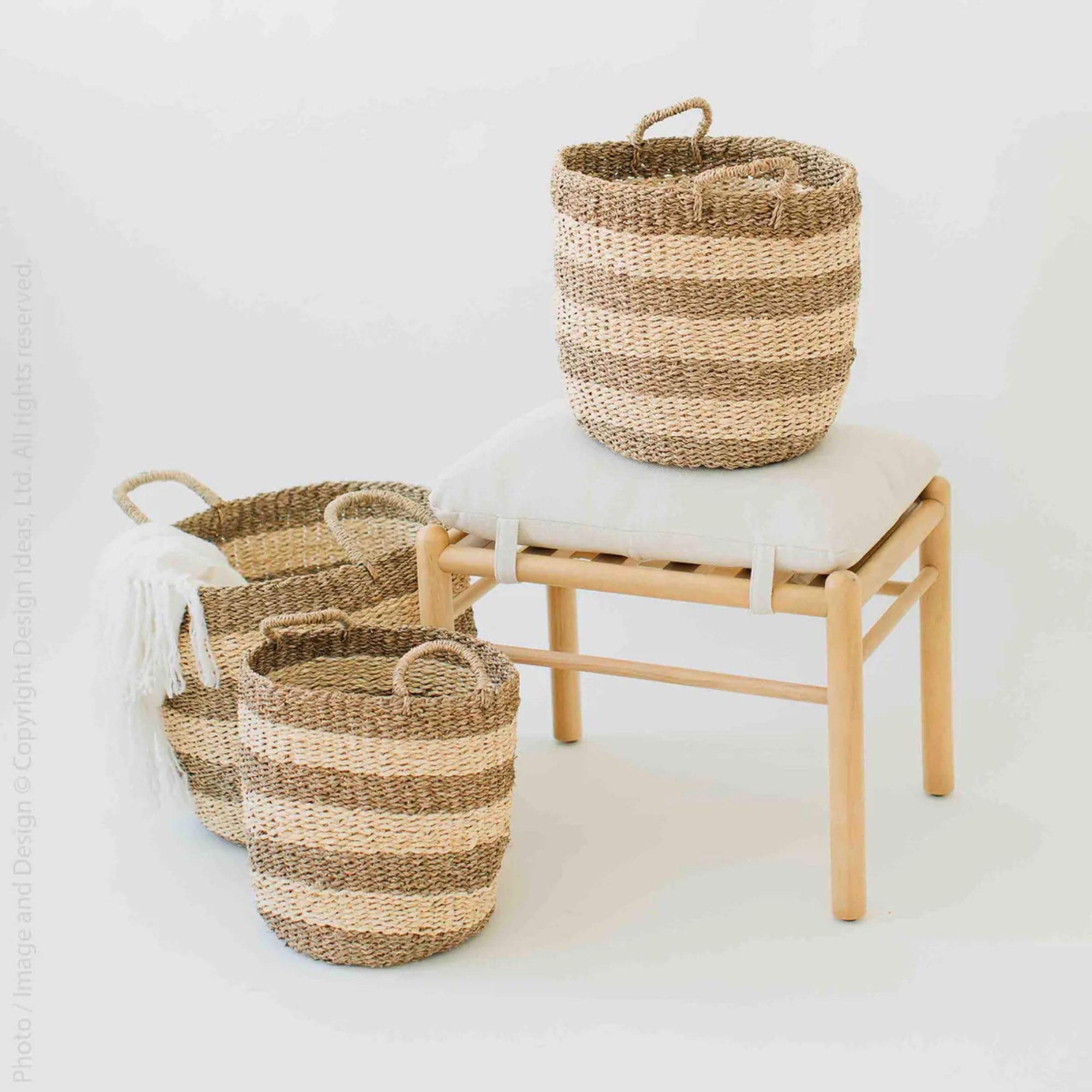 Natural Woven Storage Baskets Set of 3 - Camden Style Nesting Organizer Bins for Home Decor | Perfect for Living Room, Bedroom & Bathroom Organization
