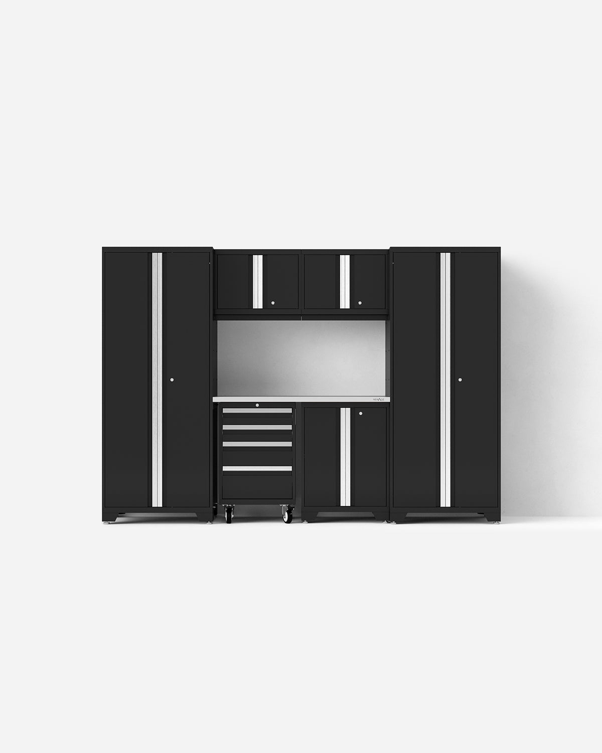 Adam's x NewAge Bold Series 7-Piece Heavy Duty Metal Cabinet Set for Garage Storage & Workshop Organization - Perfect for Tools, Equipment & DIY Projects